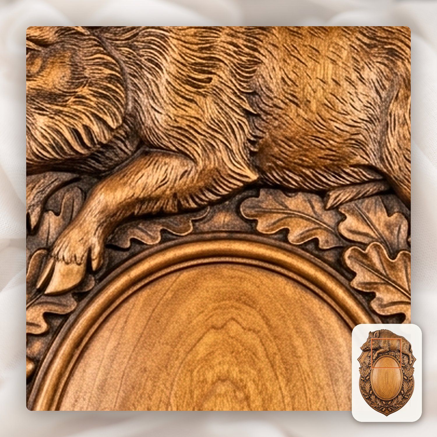 Wild Boar Trophy Shield CNC Relief STL bas-relief STL — view 10