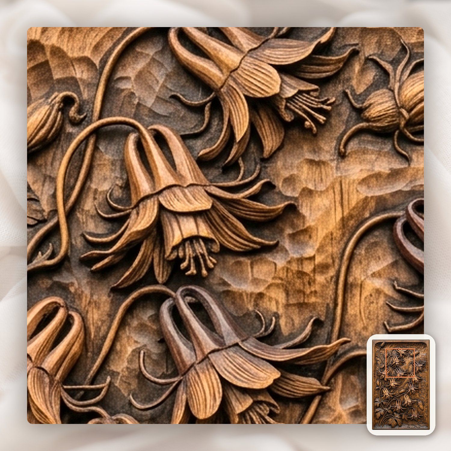 Wild Columbine Flower Bouquet CNC Relief STL bas-relief STL — view 12