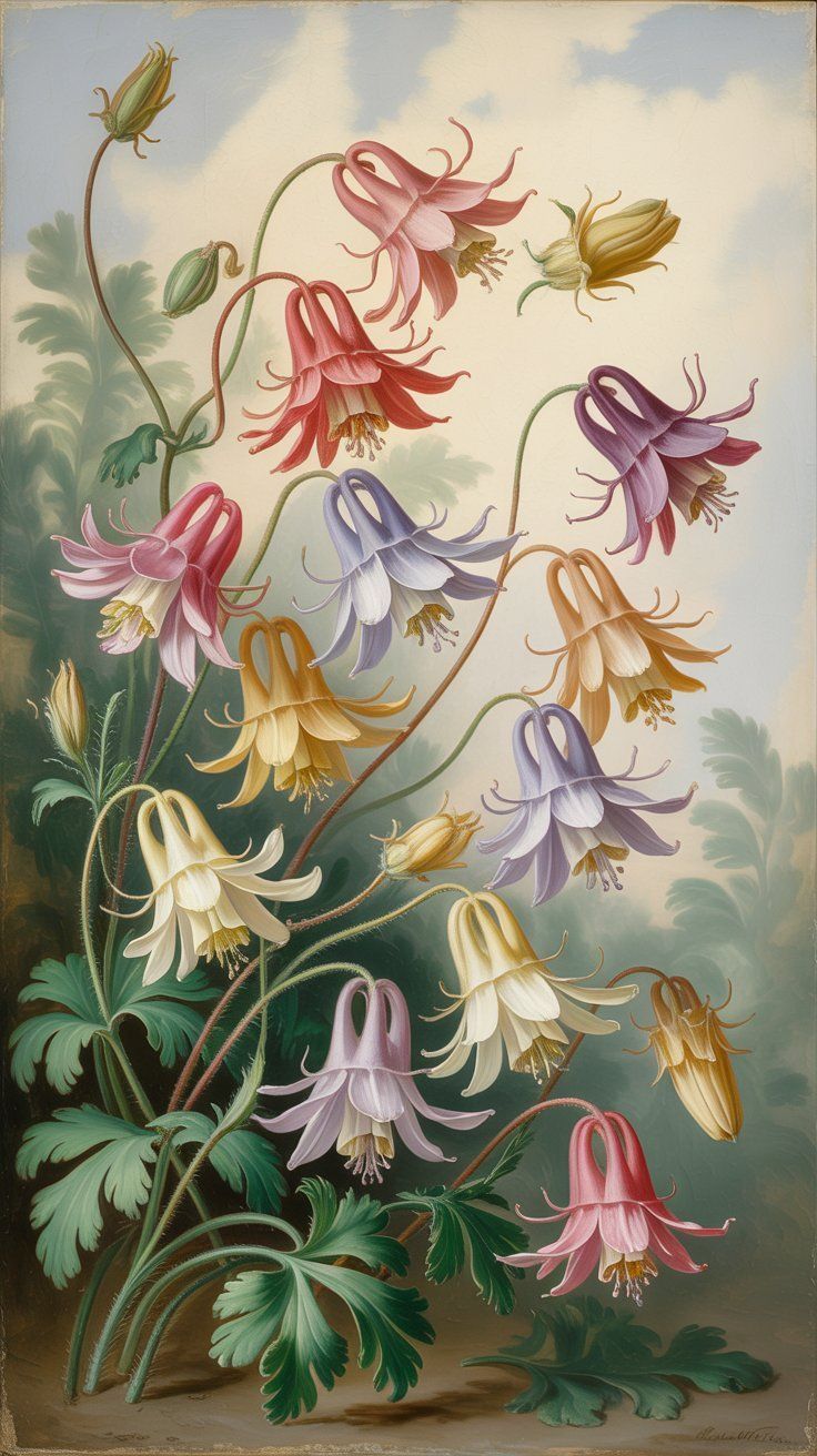 Wild Columbine Flower Bouquet CNC Relief STL bas-relief STL — view 13