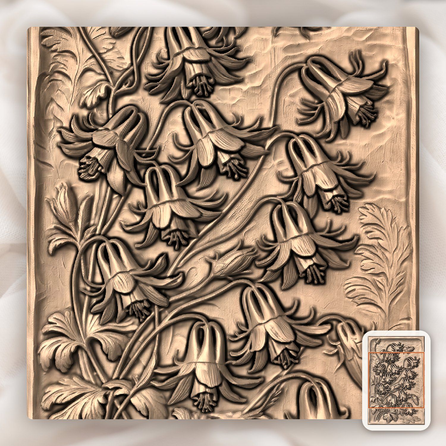 Wild Columbine Flower Bouquet CNC Relief STL bas-relief STL — view 7