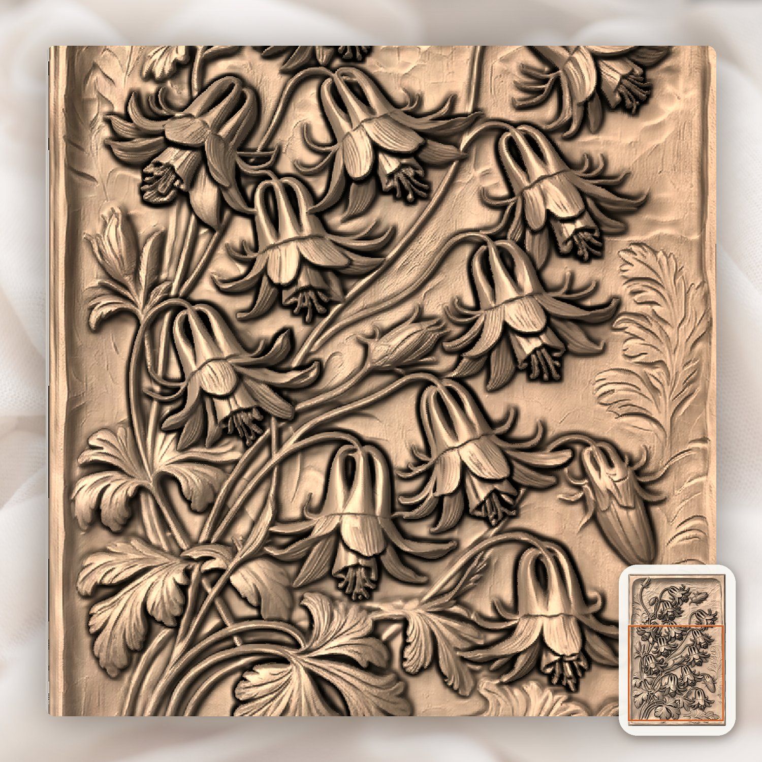 Wild Columbine Flower Bouquet CNC Relief STL bas-relief STL — view 8