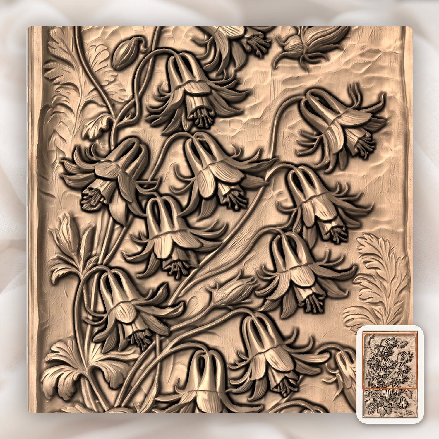 Wild Columbine Flower Bouquet CNC Relief STL bas-relief STL — view 9