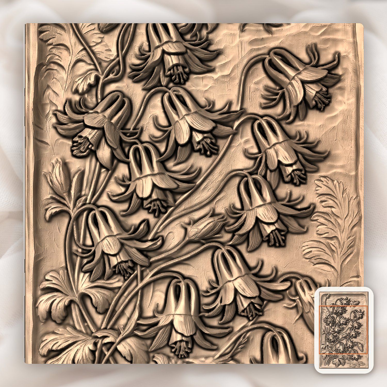 Wild Columbine Flower Bouquet CNC Relief STL bas-relief STL — view 10