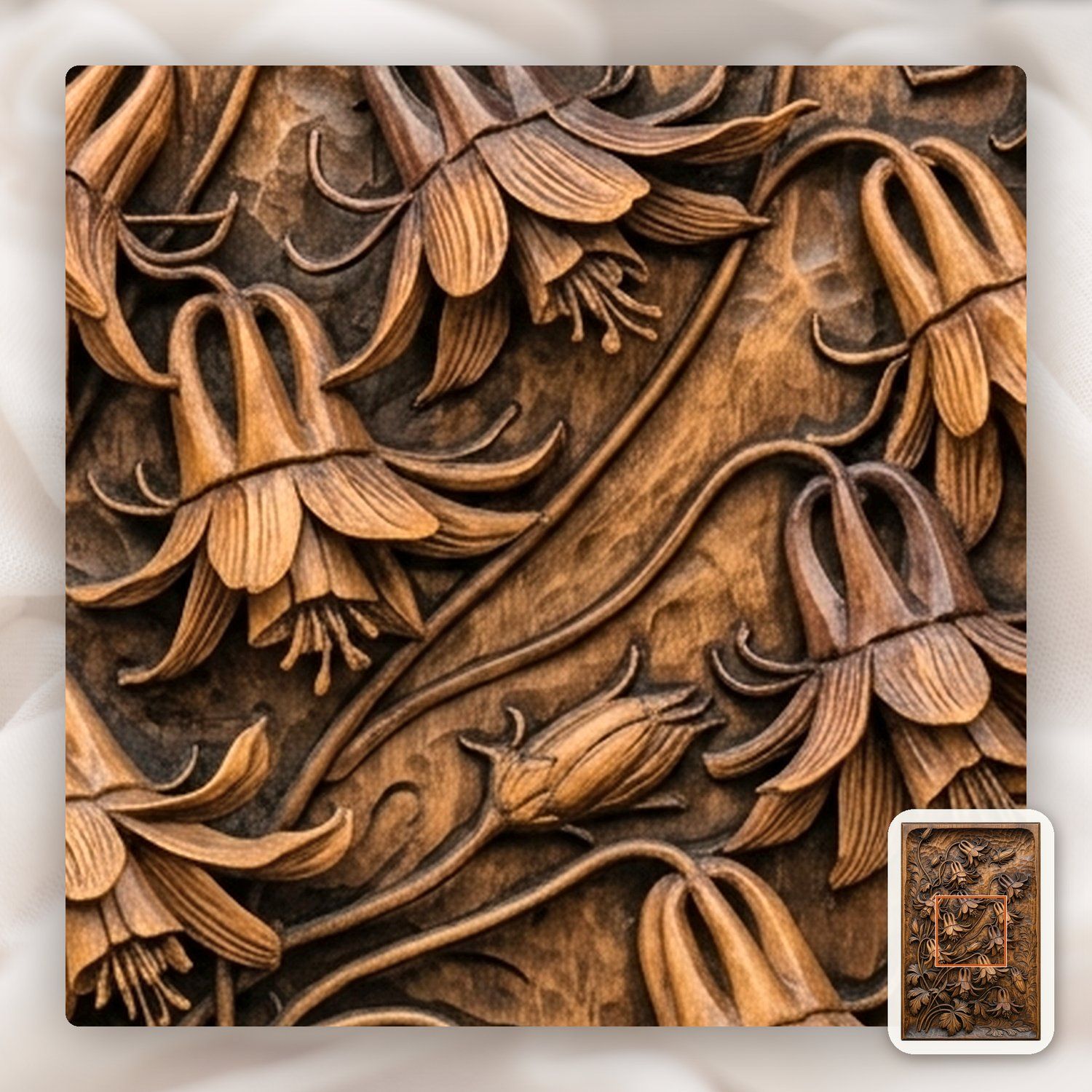 Wild Columbine Flower Bouquet CNC Relief STL bas-relief STL — view 11