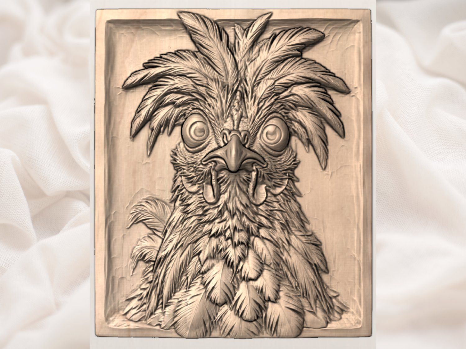Wild Expressive Rooster Wall Art CNC Relief STL bas-relief STL — view 2
