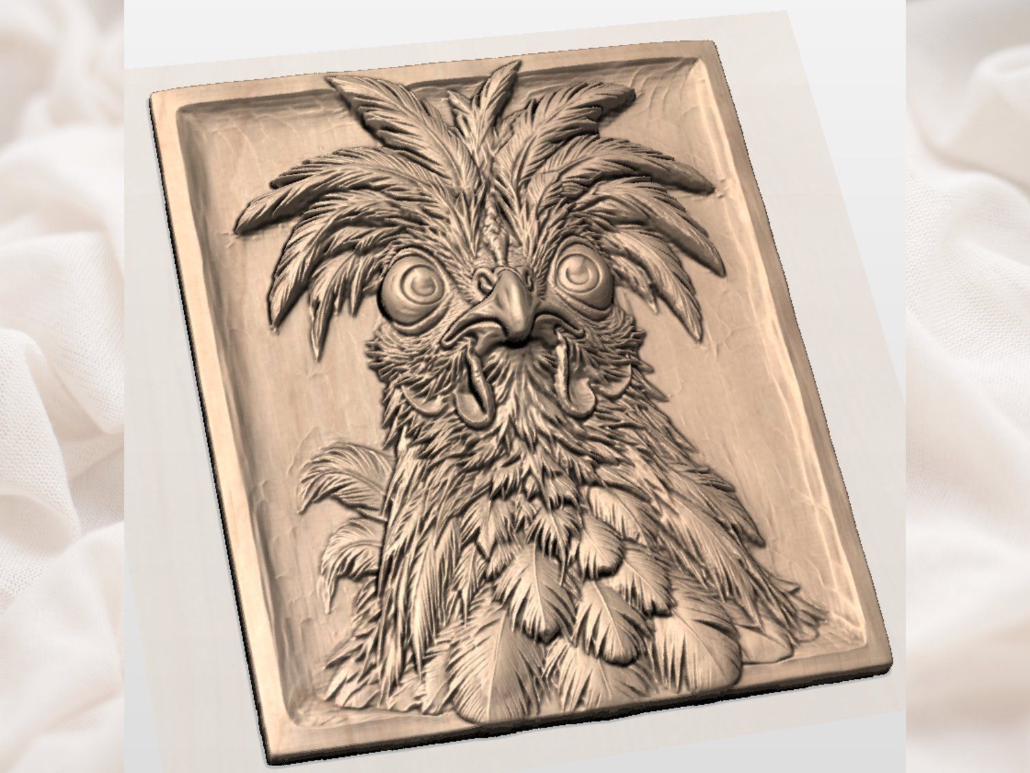 Wild Expressive Rooster Wall Art CNC Relief STL bas-relief STL — view 3