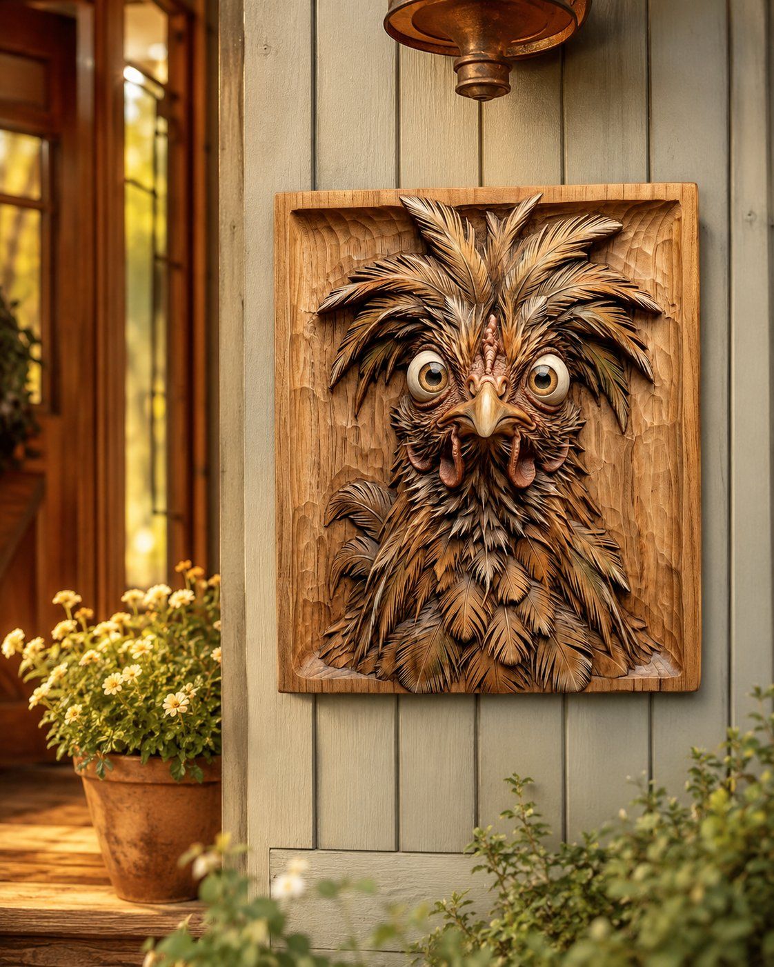 Wild Expressive Rooster Wall Art CNC Relief STL bas-relief STL — view 6