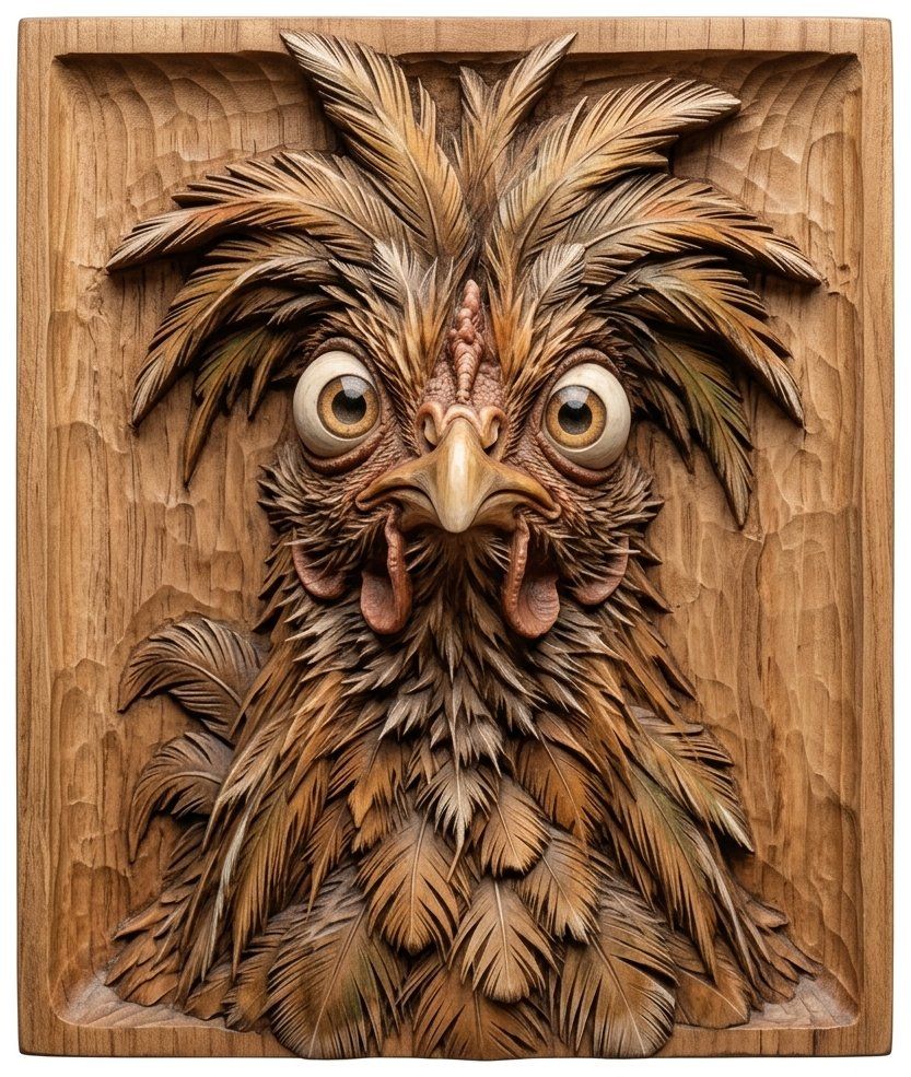 Wild Expressive Rooster Wall Art CNC Relief STL bas-relief STL — view 8