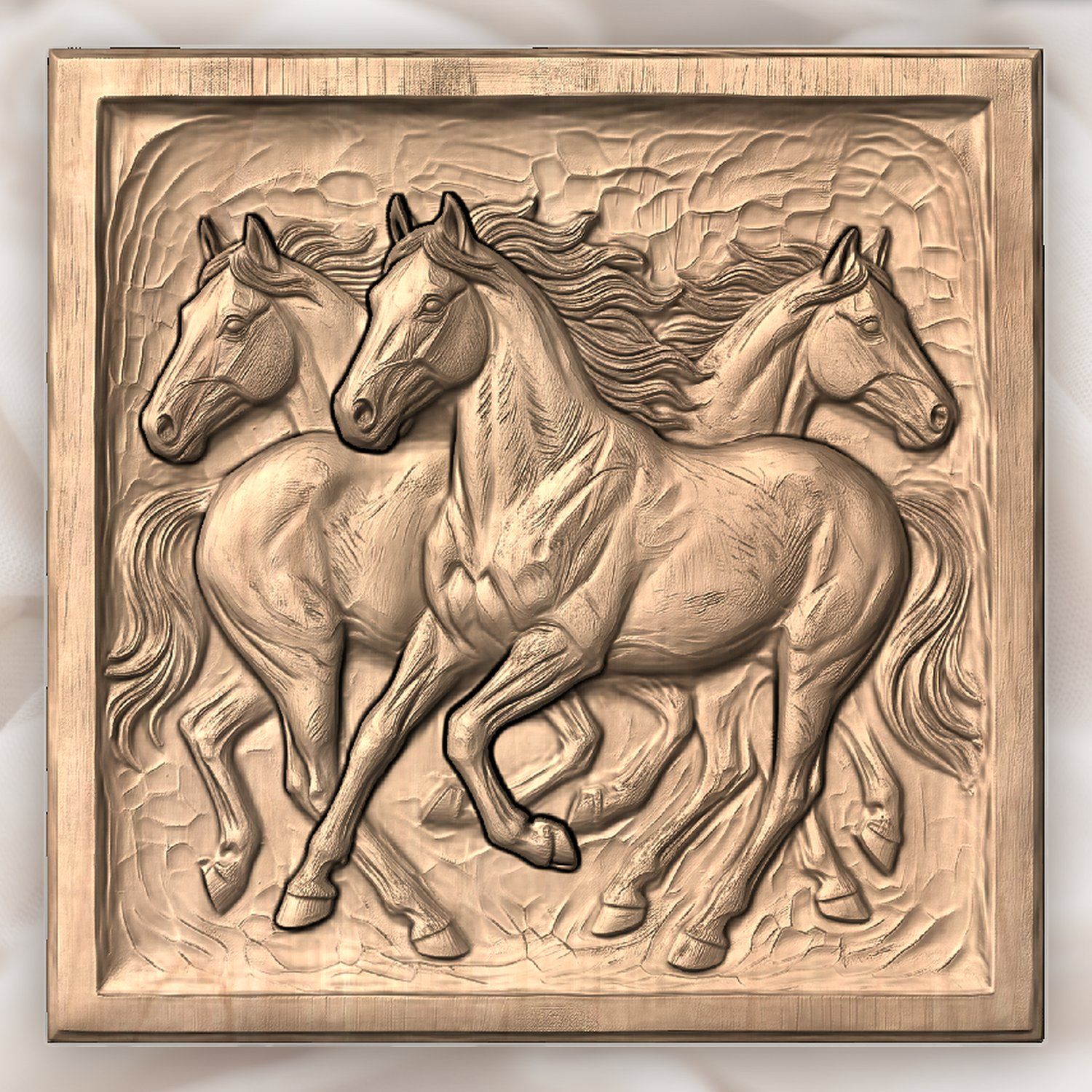 Wild Mustang Trio Galloping CNC Relief STL bas-relief STL — view 5