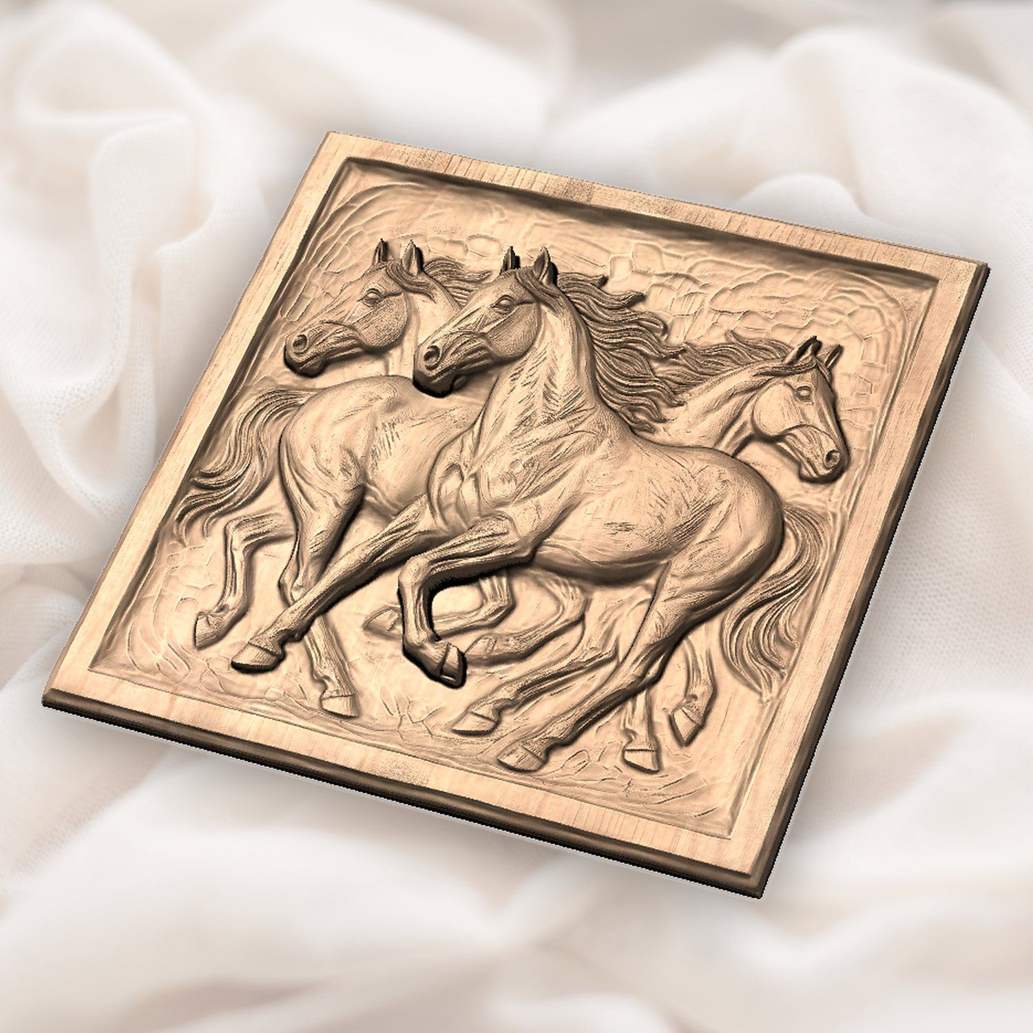 Wild Mustang Trio Galloping CNC Relief STL bas-relief STL — view 6