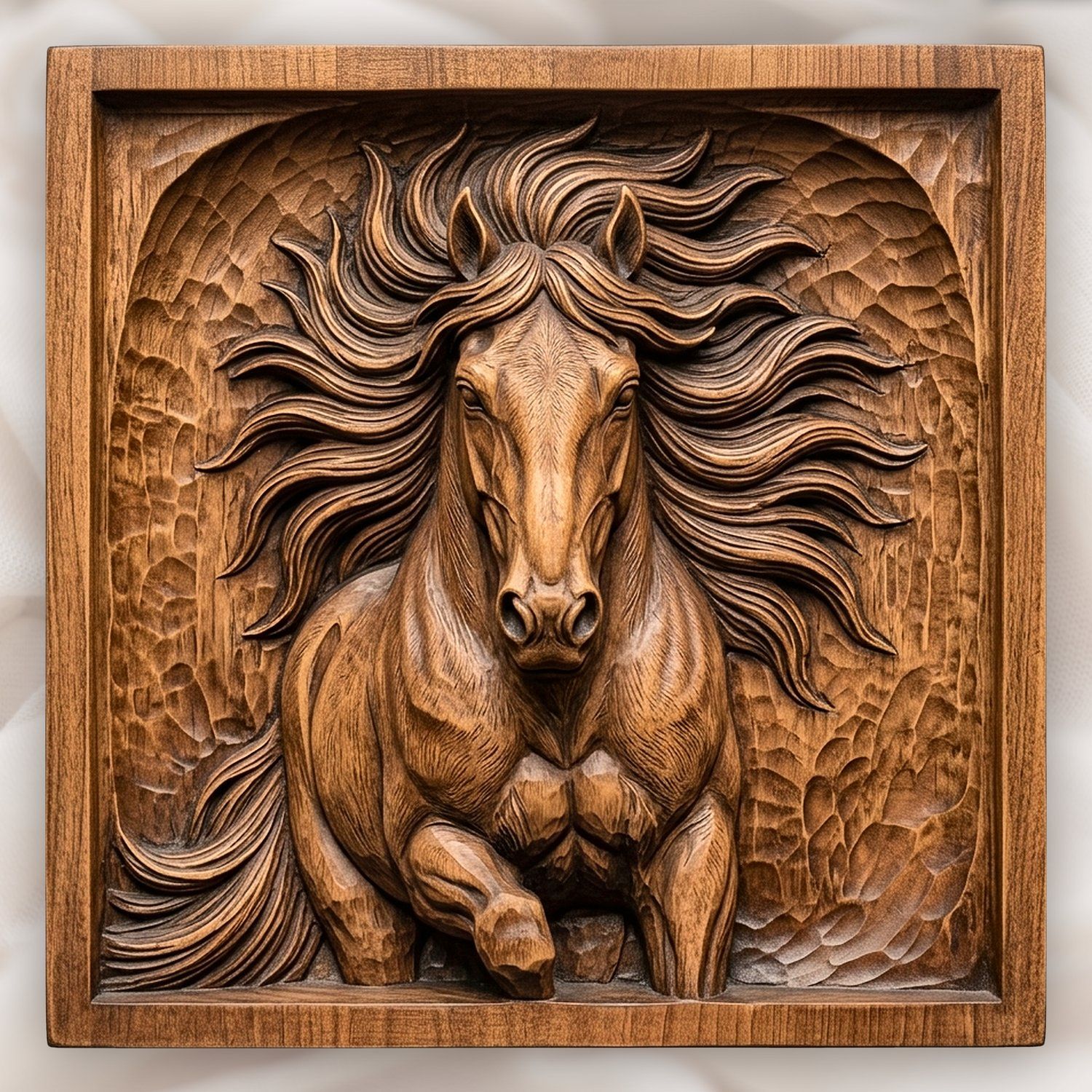 Wild Stallion Galloping Front View CNC Relief STL bas-relief STL design