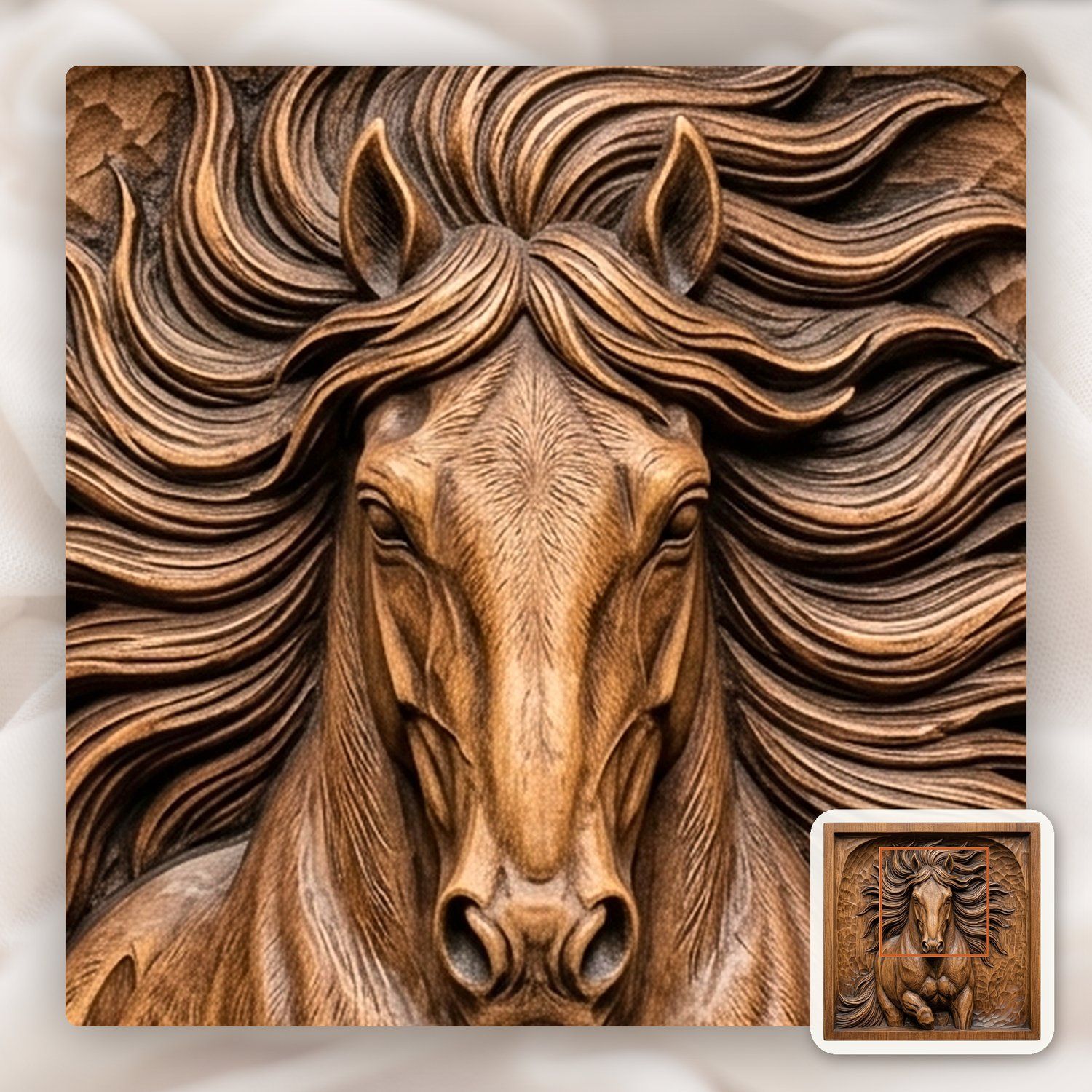 Wild Stallion Galloping Front View CNC Relief STL bas-relief STL — view 11