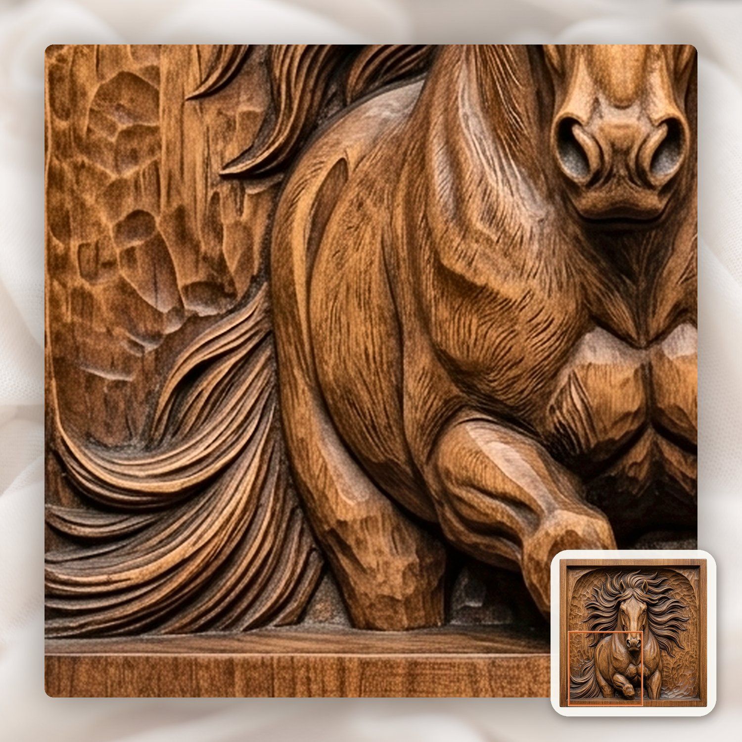 Wild Stallion Galloping Front View CNC Relief STL bas-relief STL — view 12