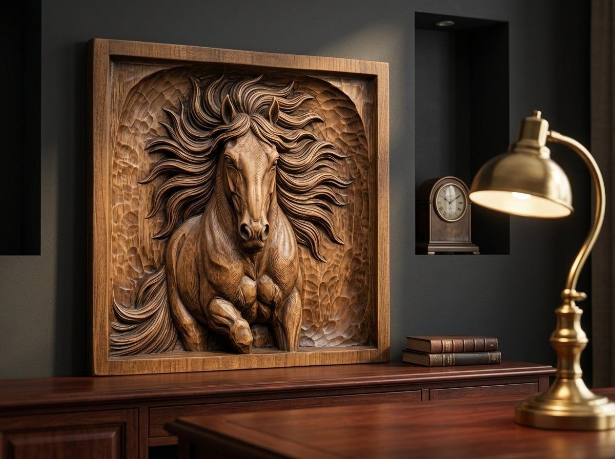 Wild Stallion Galloping Front View CNC Relief STL bas-relief STL — view 14