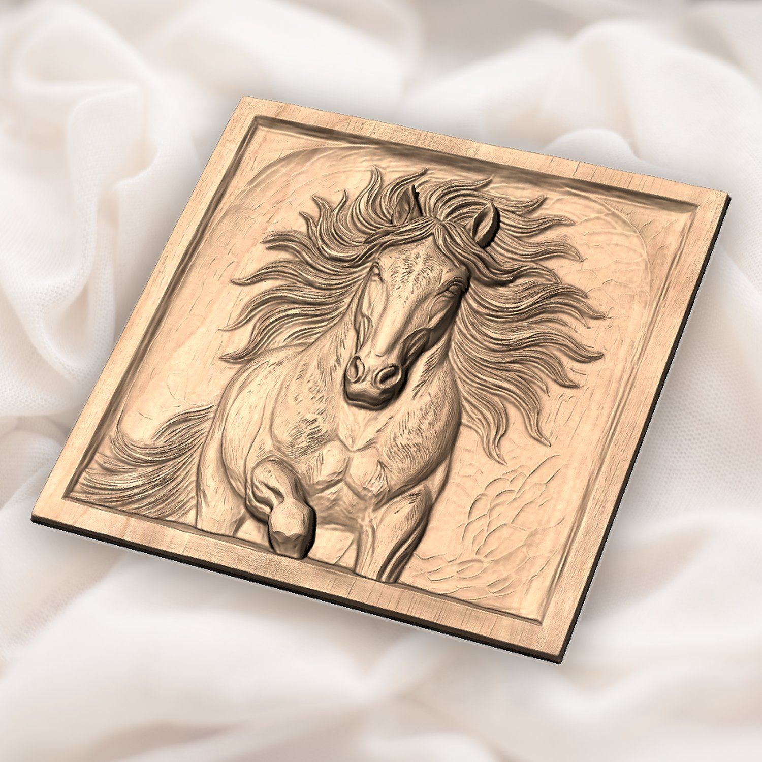 Wild Stallion Galloping Front View CNC Relief STL bas-relief STL — view 6