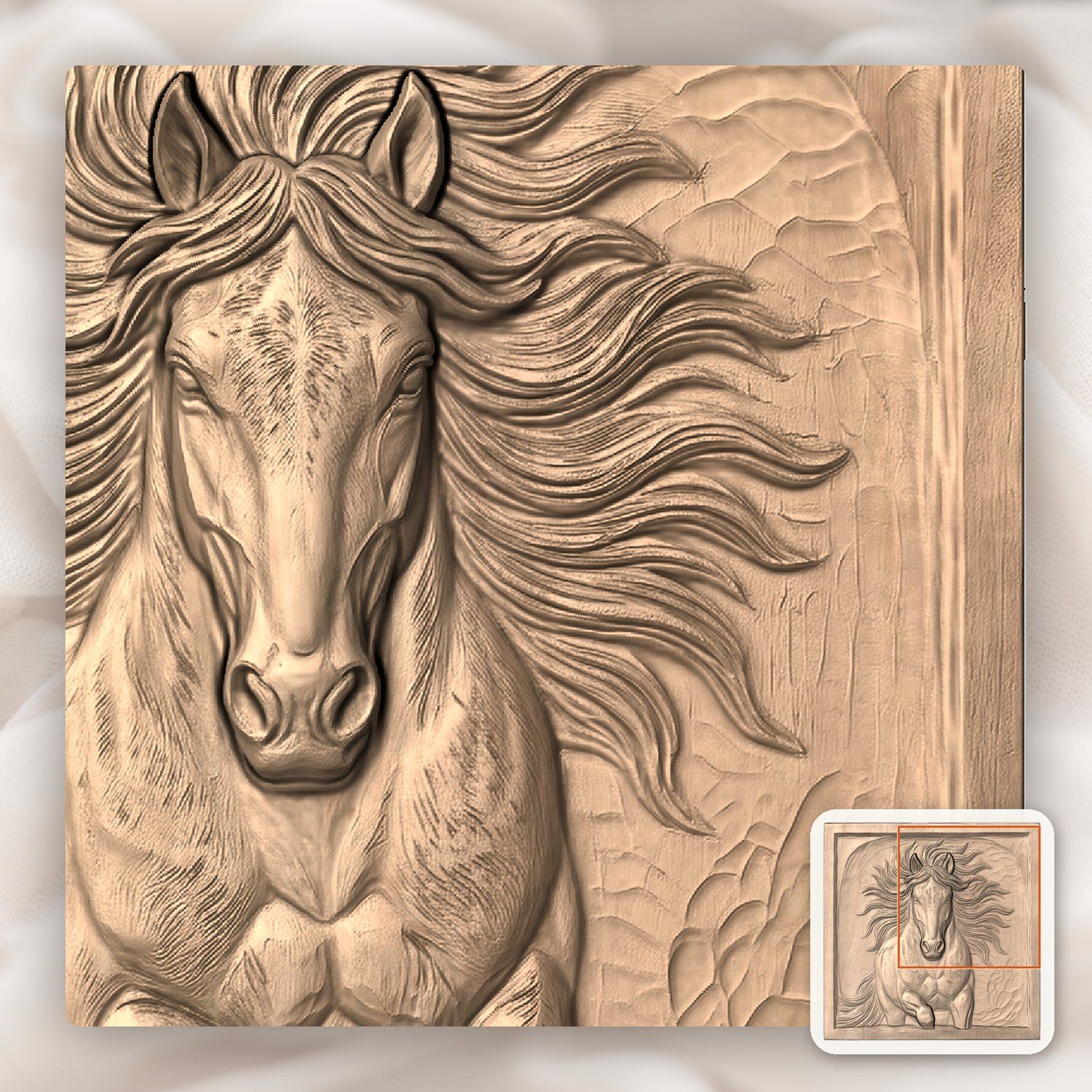 Wild Stallion Galloping Front View CNC Relief STL bas-relief STL — view 10
