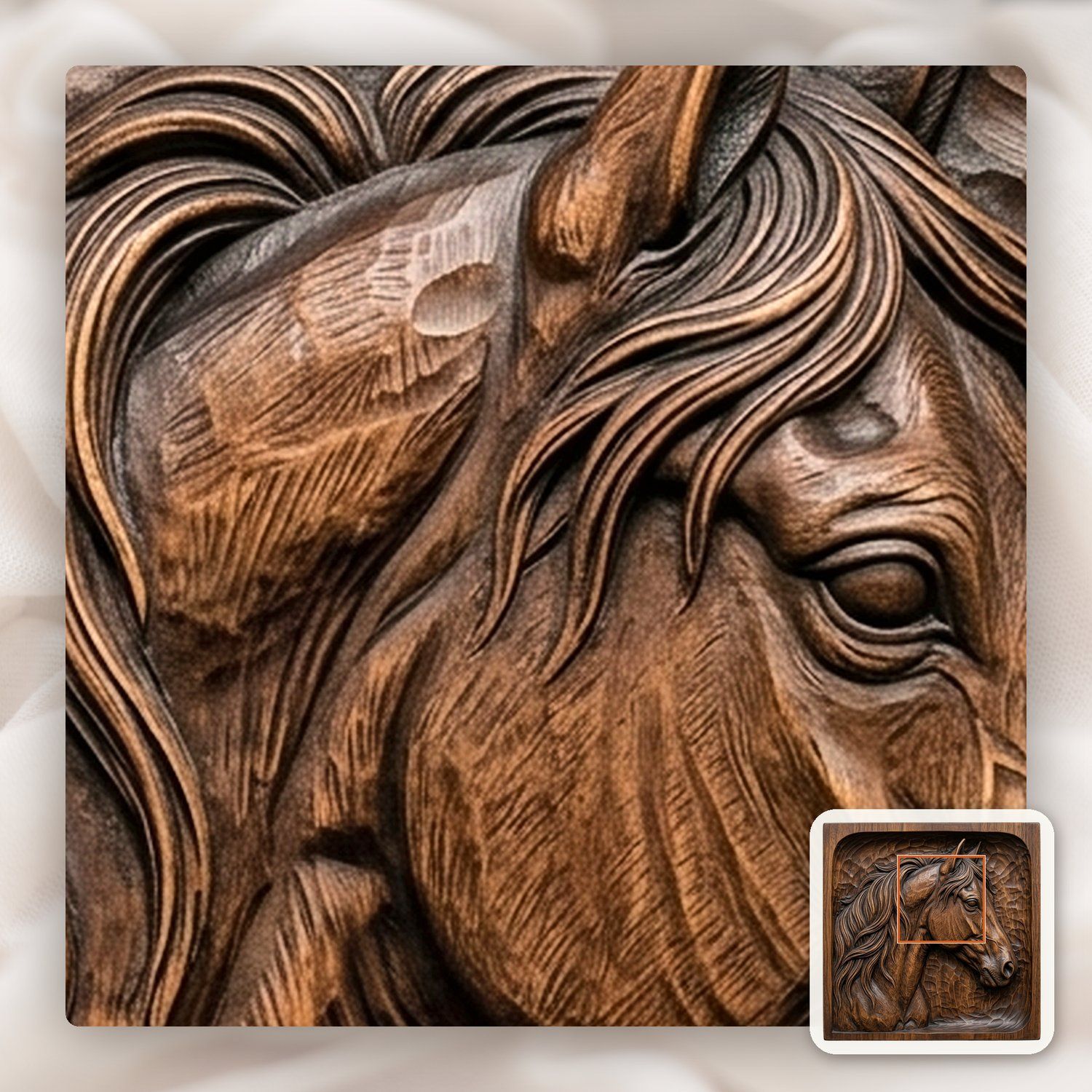 Wild Stallion Head Horse Portrait CNC Relief STL bas-relief STL — view 12