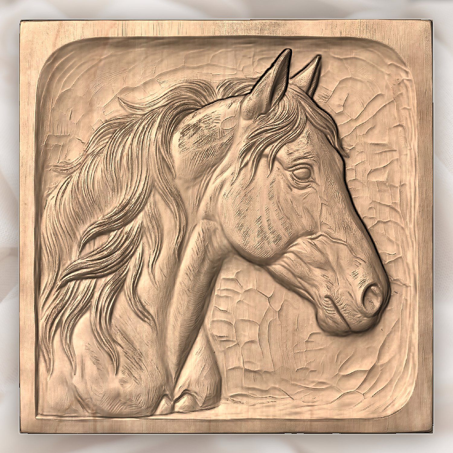 Wild Stallion Head Horse Portrait CNC Relief STL bas-relief STL — view 5