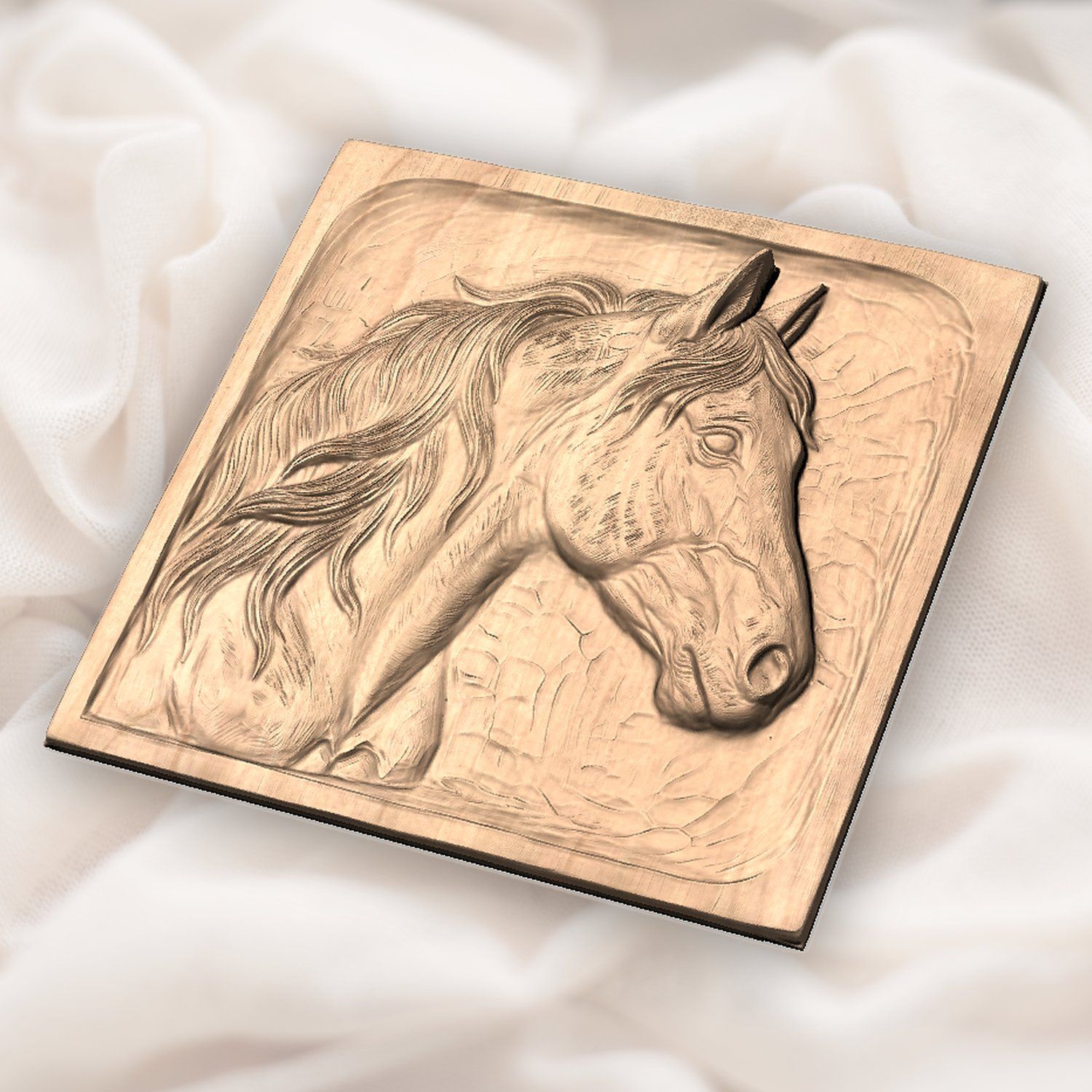 Wild Stallion Head Horse Portrait CNC Relief STL bas-relief STL — view 6