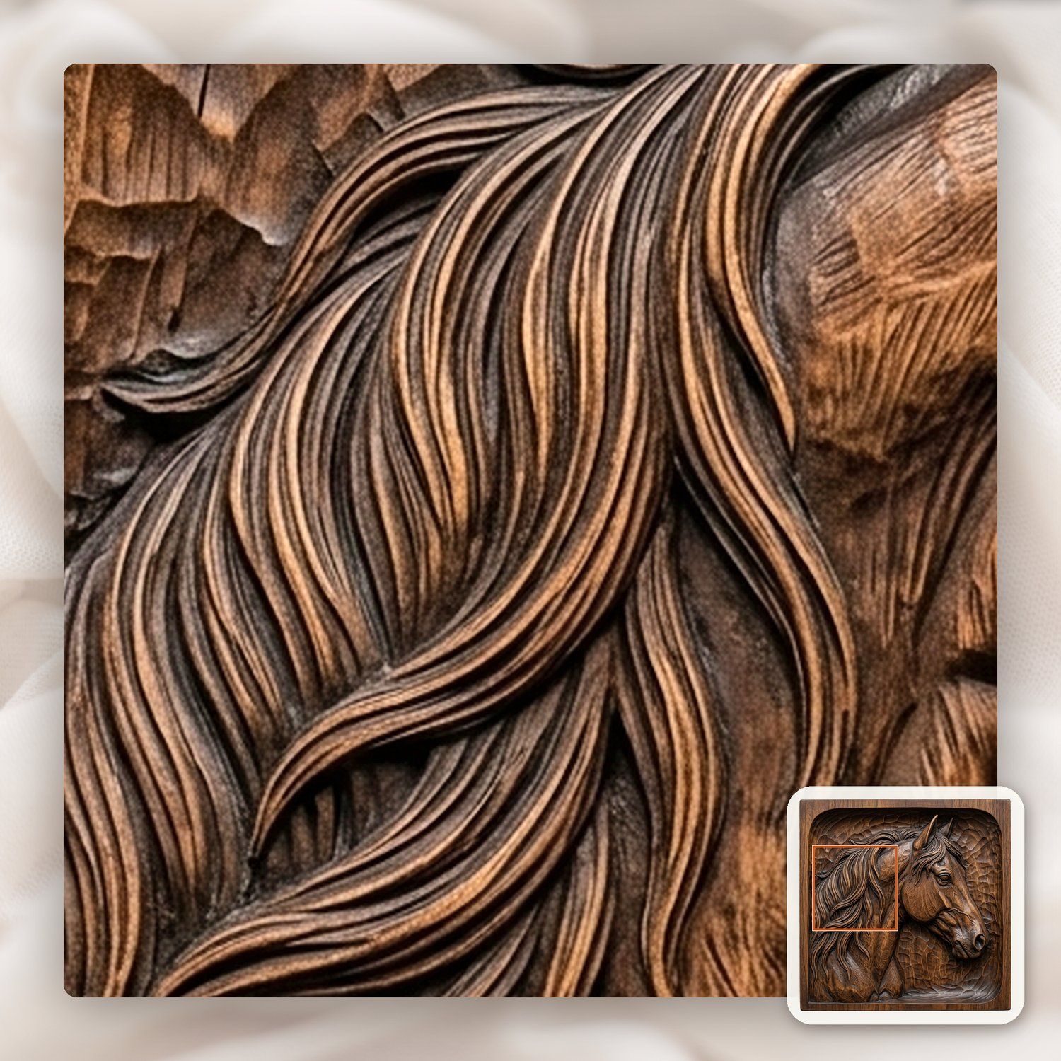 Wild Stallion Head Horse Portrait CNC Relief STL bas-relief STL — view 11