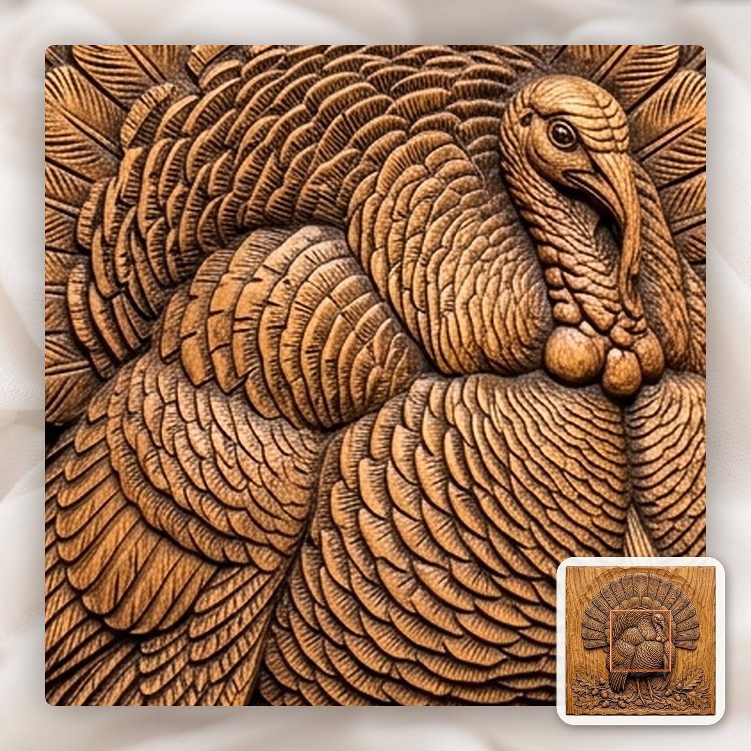 Wild Turkey Harvest CNC Relief STL bas-relief STL — view 12