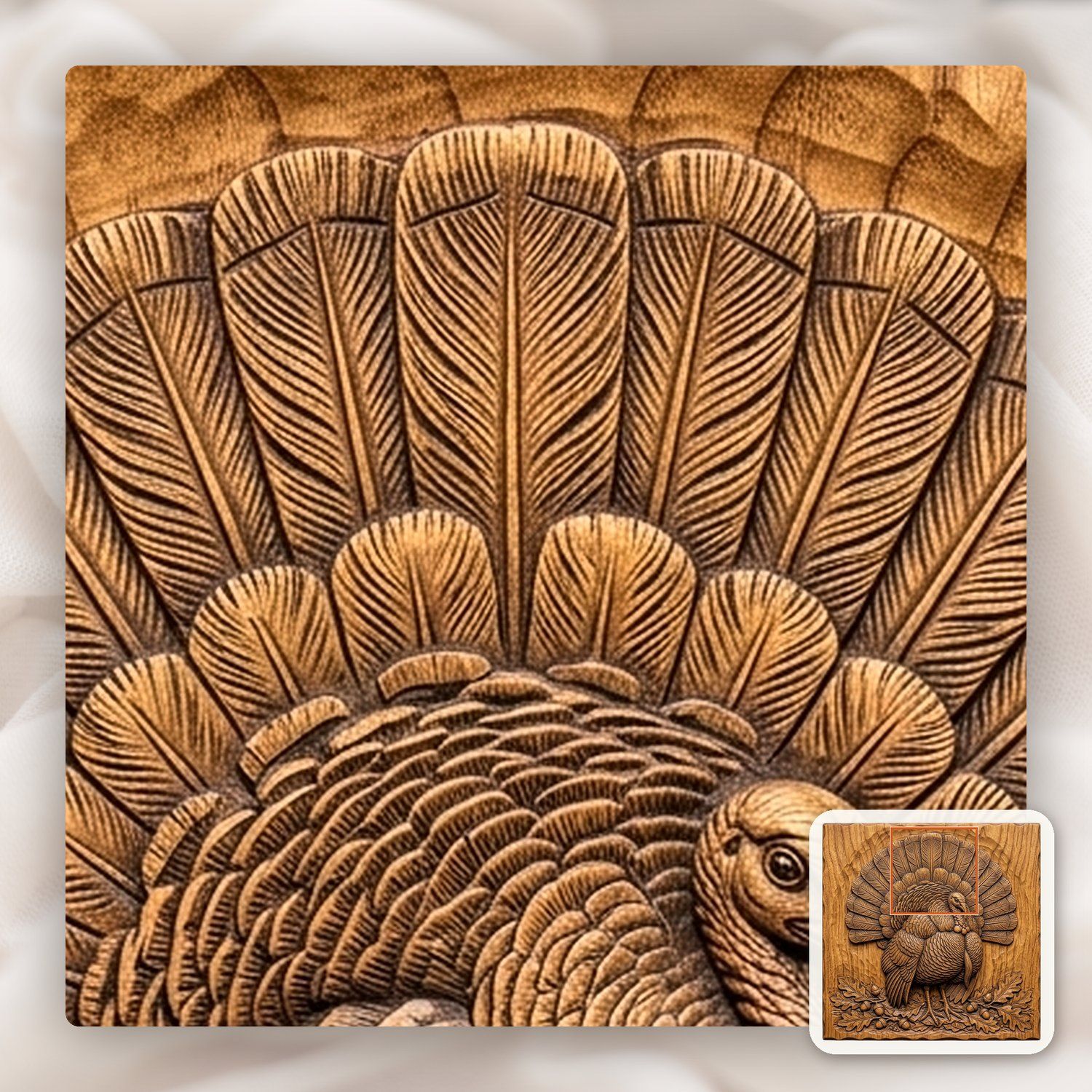 Wild Turkey Harvest CNC Relief STL bas-relief STL — view 13