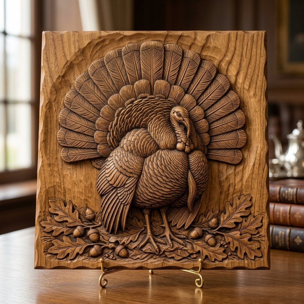 Wild Turkey Harvest CNC Relief STL bas-relief STL — view 3