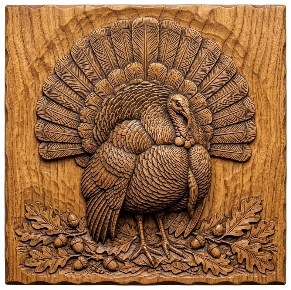 Wild Turkey Harvest CNC Relief STL bas-relief STL — view 11