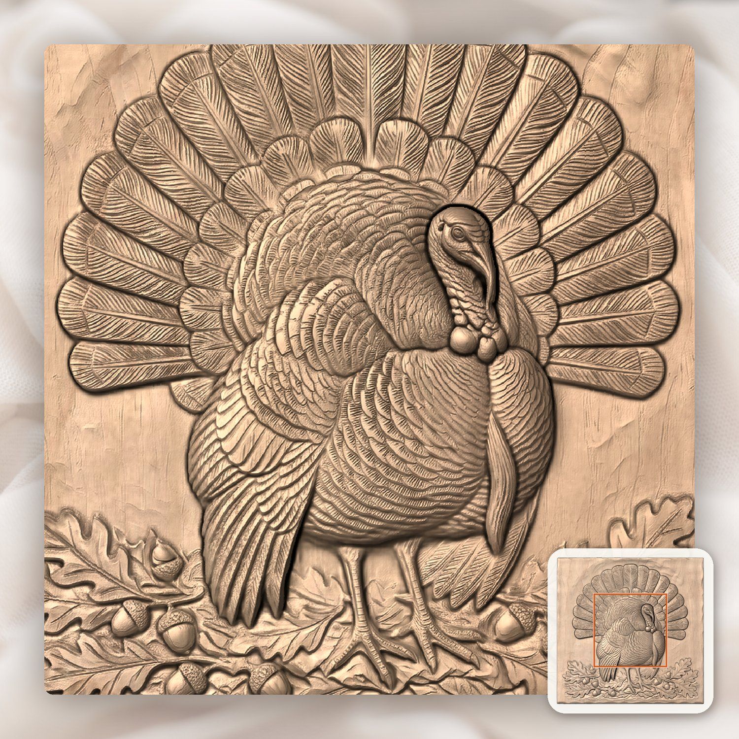 Wild Turkey Harvest CNC Relief STL bas-relief STL — view 6