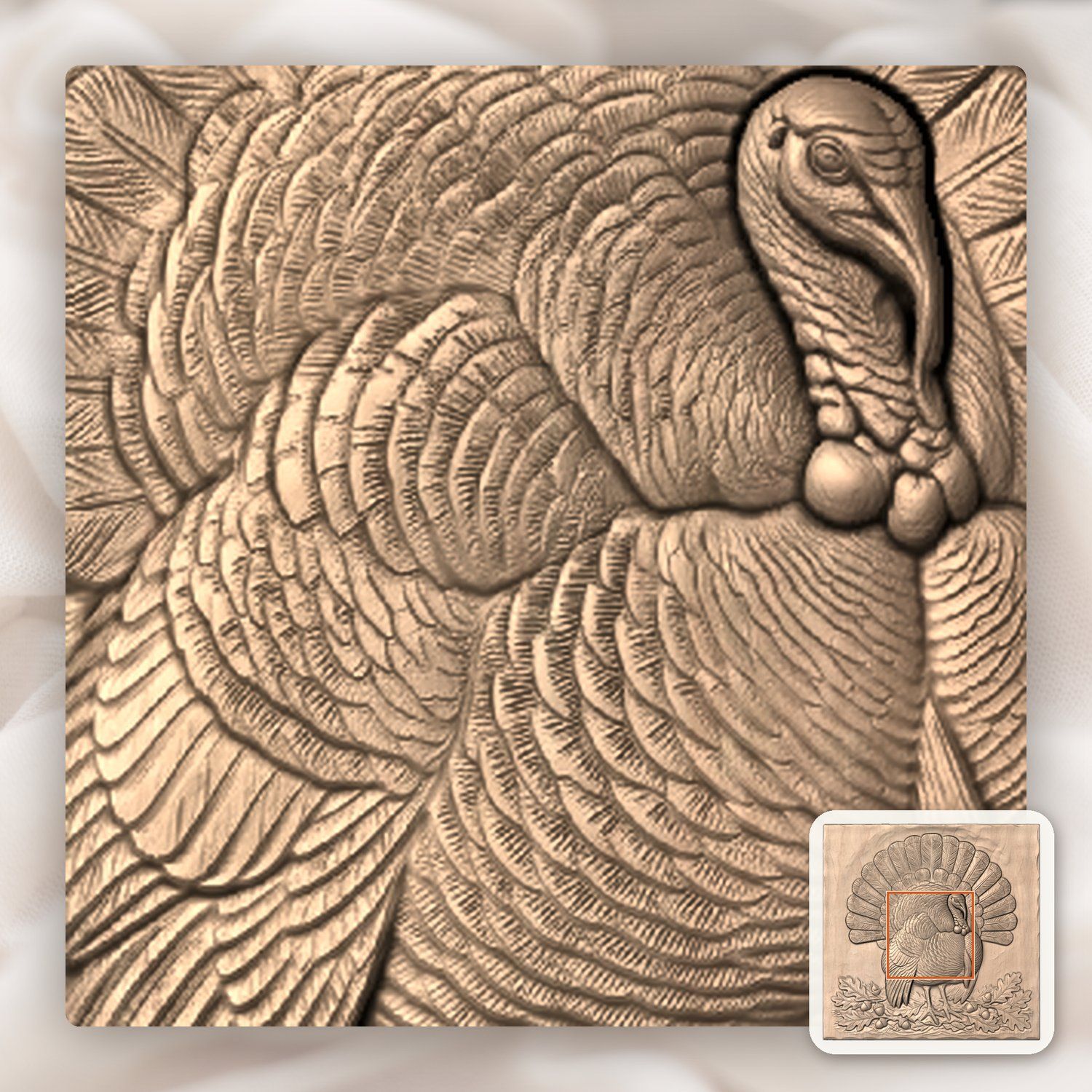 Wild Turkey Harvest CNC Relief STL bas-relief STL — view 7