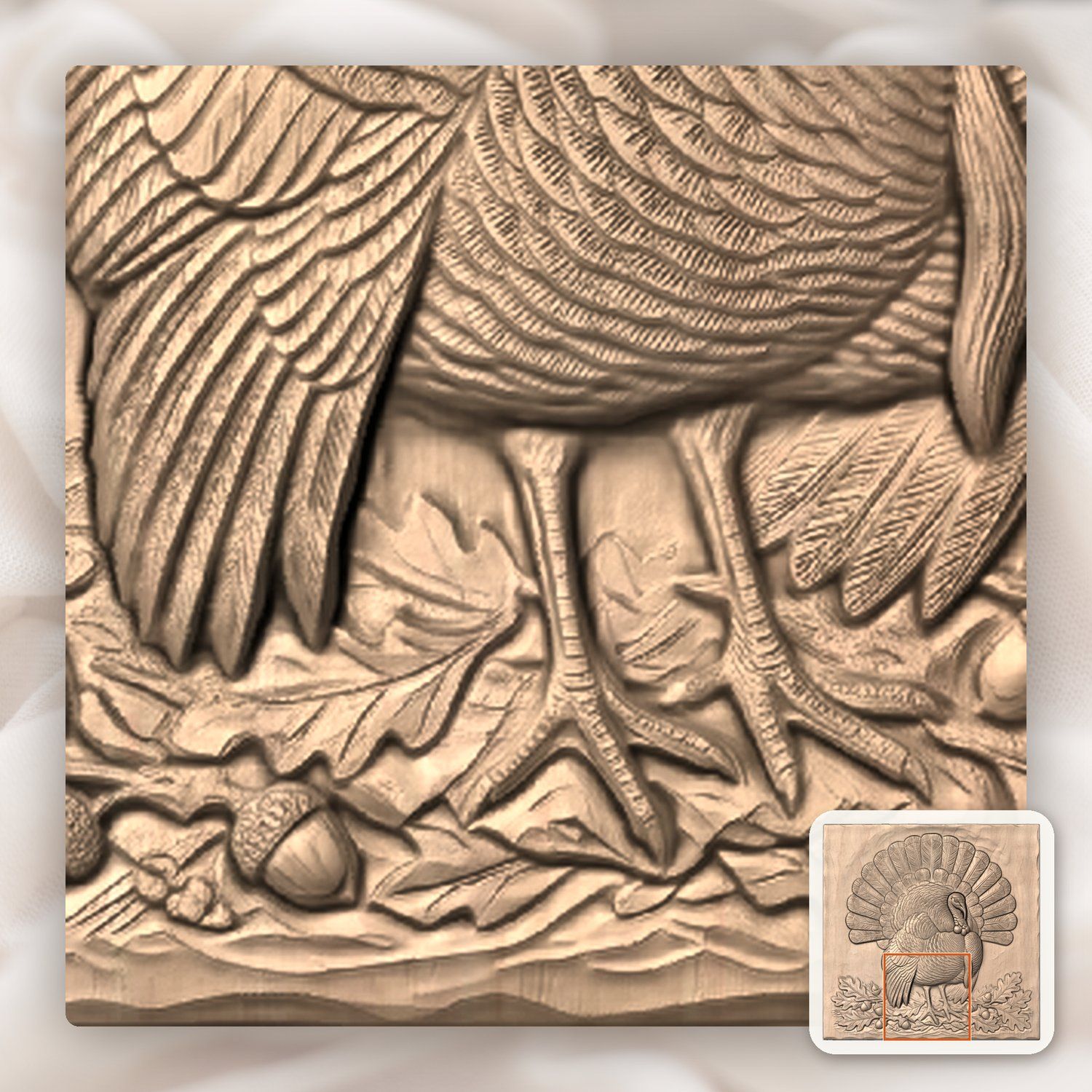 Wild Turkey Harvest CNC Relief STL bas-relief STL — view 8
