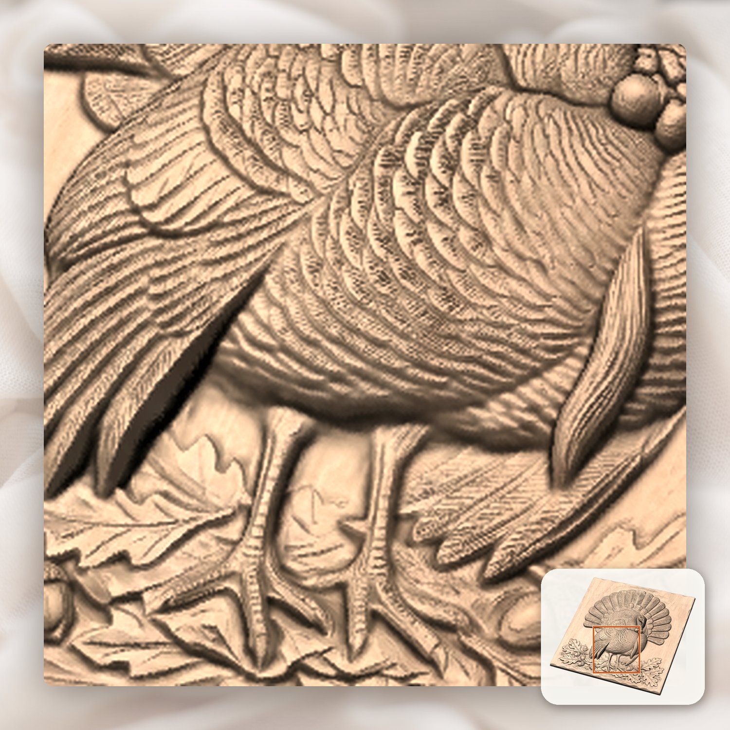 Wild Turkey Harvest CNC Relief STL bas-relief STL — view 9