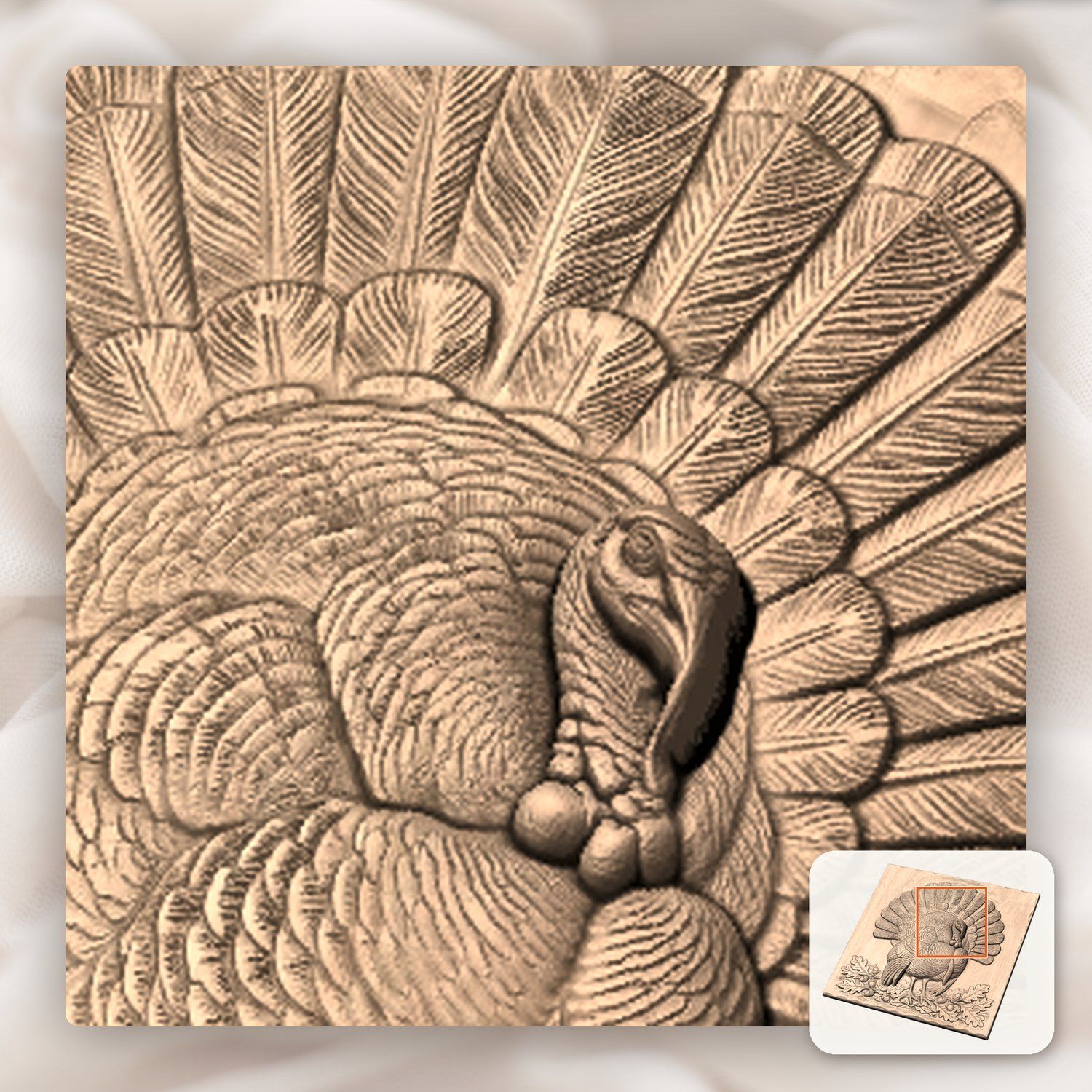 Wild Turkey Harvest CNC Relief STL bas-relief STL — view 10