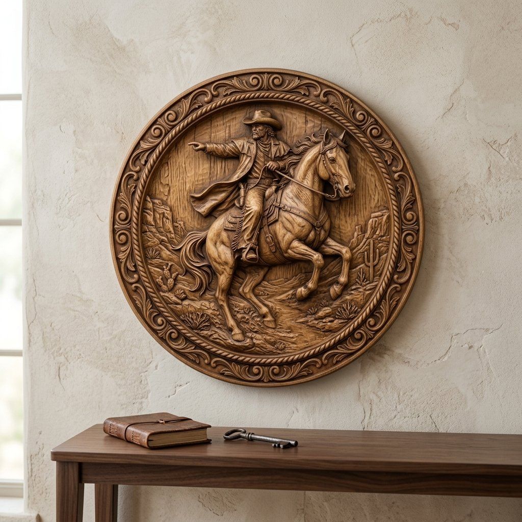 Wild West Cowboy Horse Rider CNC Relief STL bas-relief STL — view 13