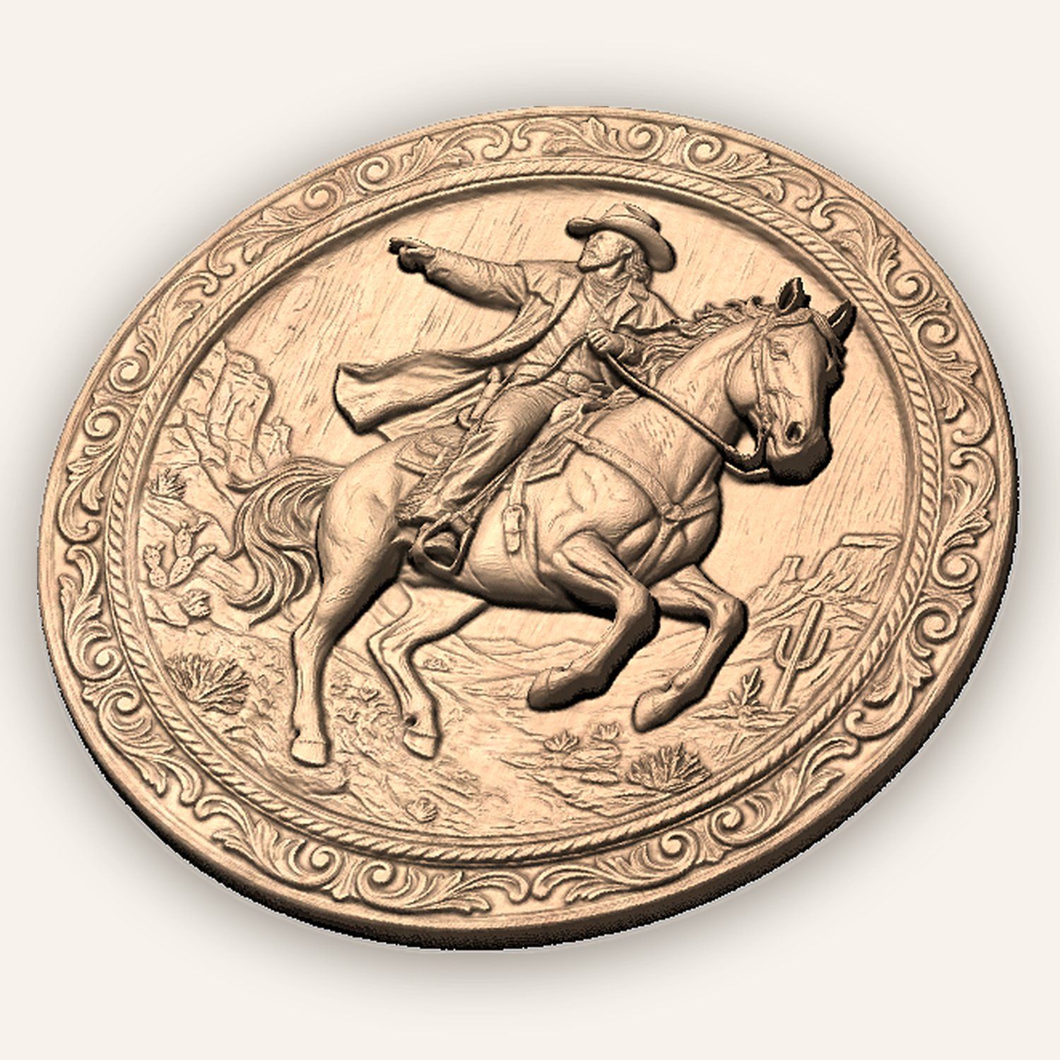 Wild West Cowboy Horse Rider CNC Relief STL bas-relief STL — view 4