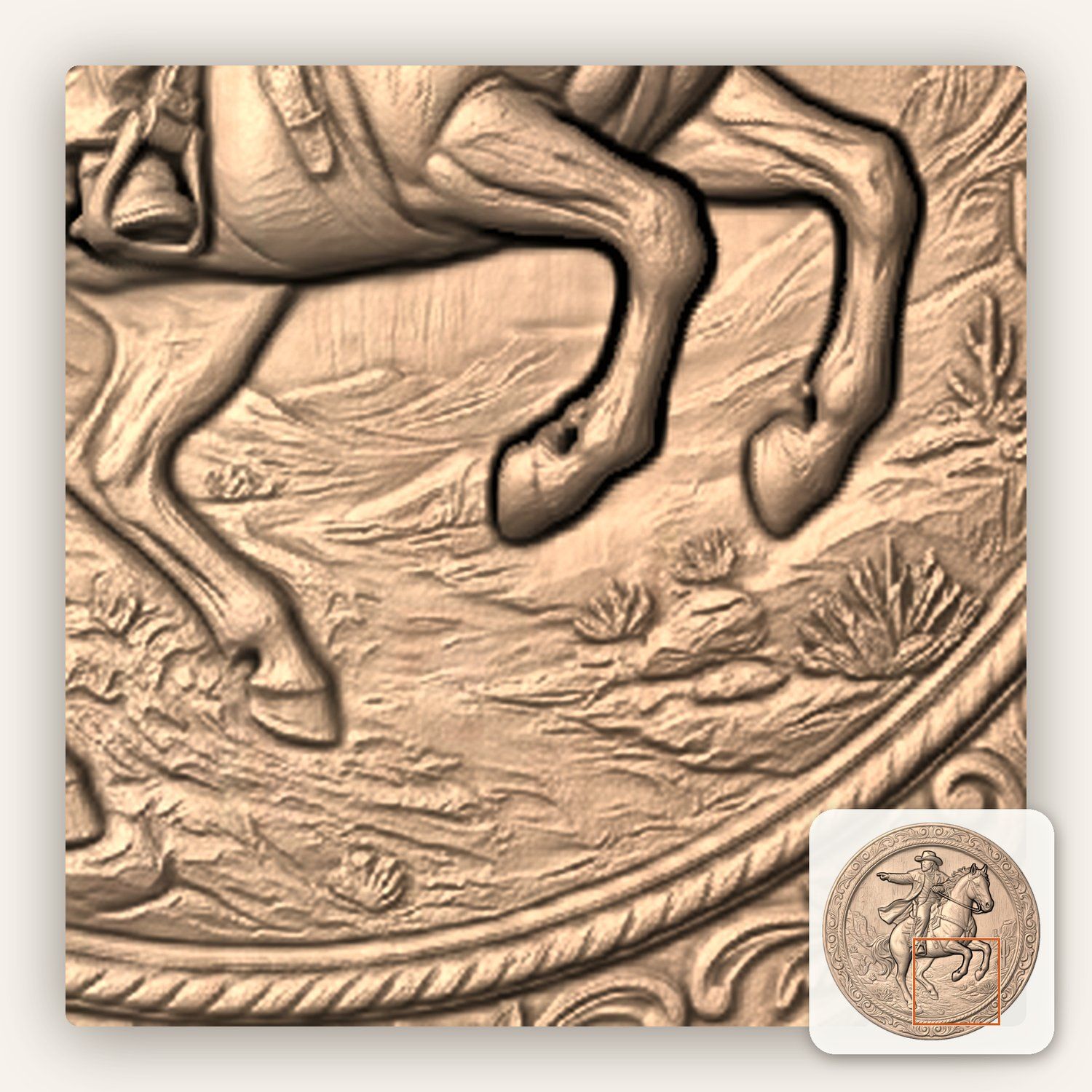 Wild West Cowboy Horse Rider CNC Relief STL bas-relief STL — view 7