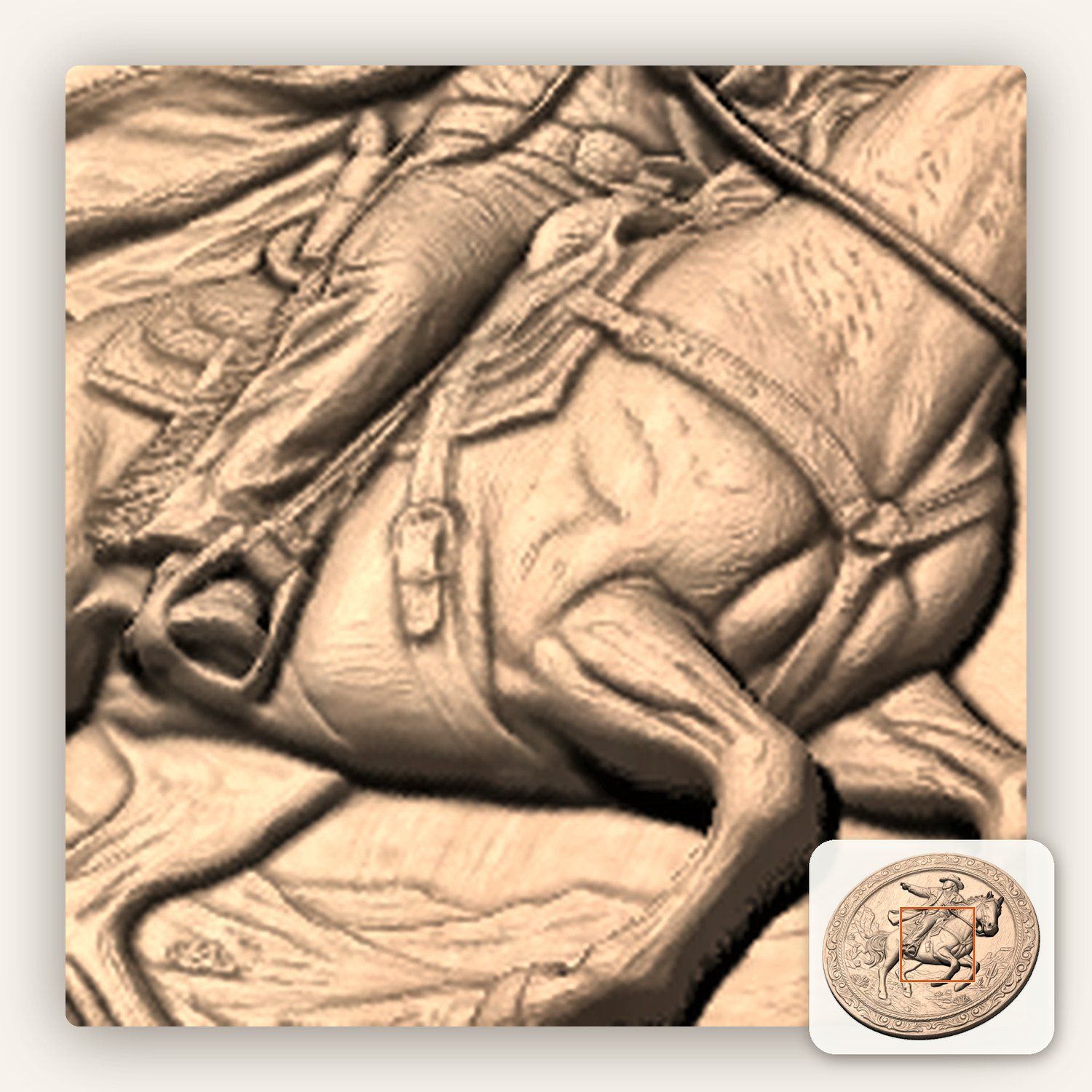 Wild West Cowboy Horse Rider CNC Relief STL bas-relief STL — view 8