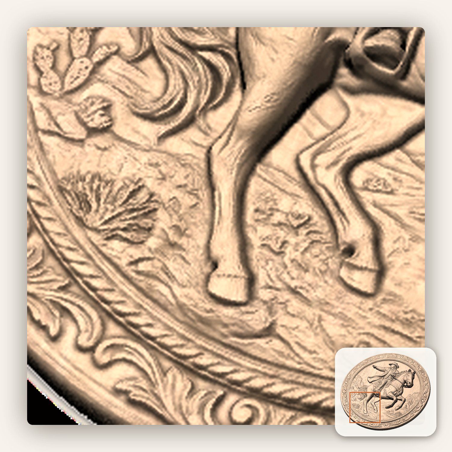 Wild West Cowboy Horse Rider CNC Relief STL bas-relief STL — view 9