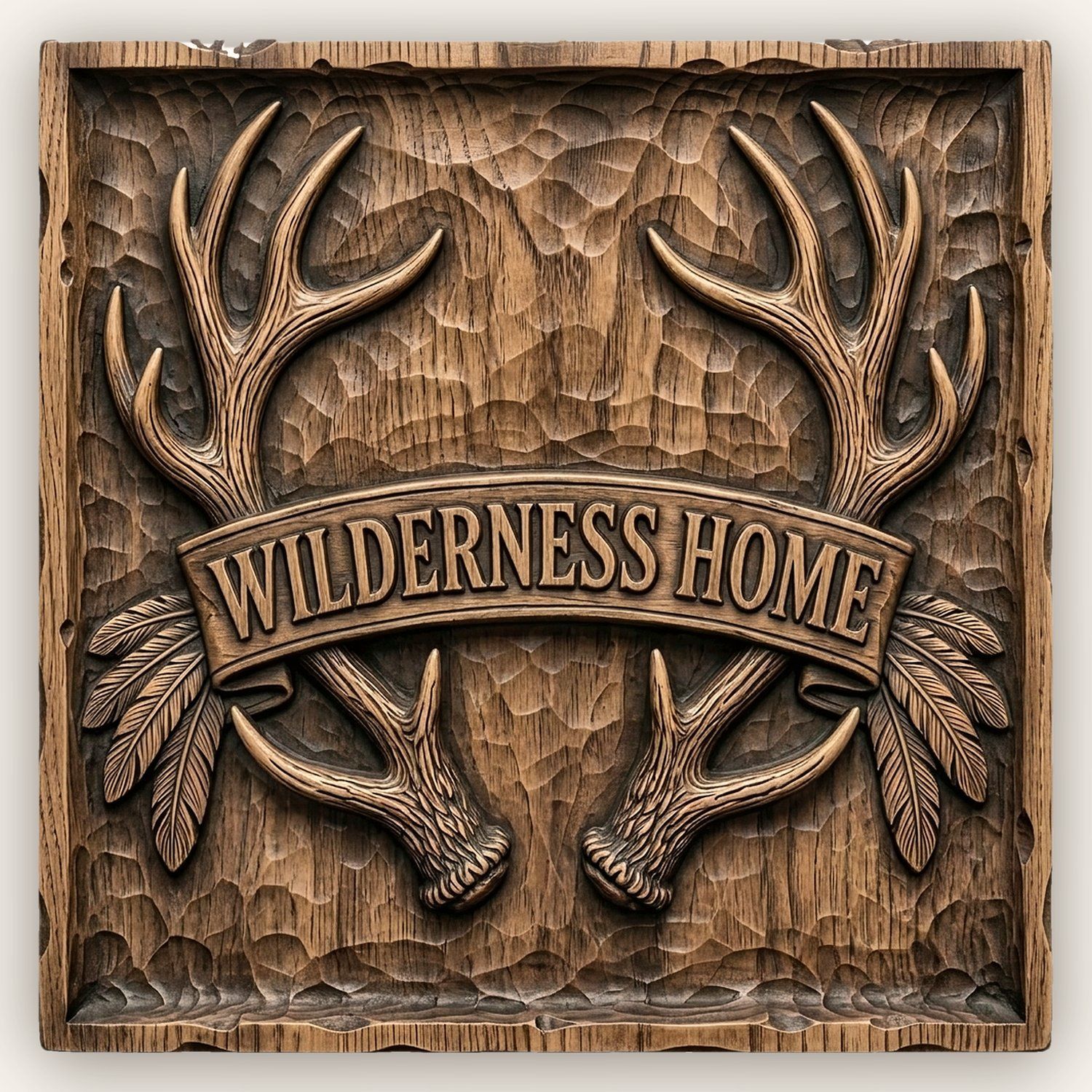 Wilderness Home Antler Banner CNC Relief STL bas-relief STL design