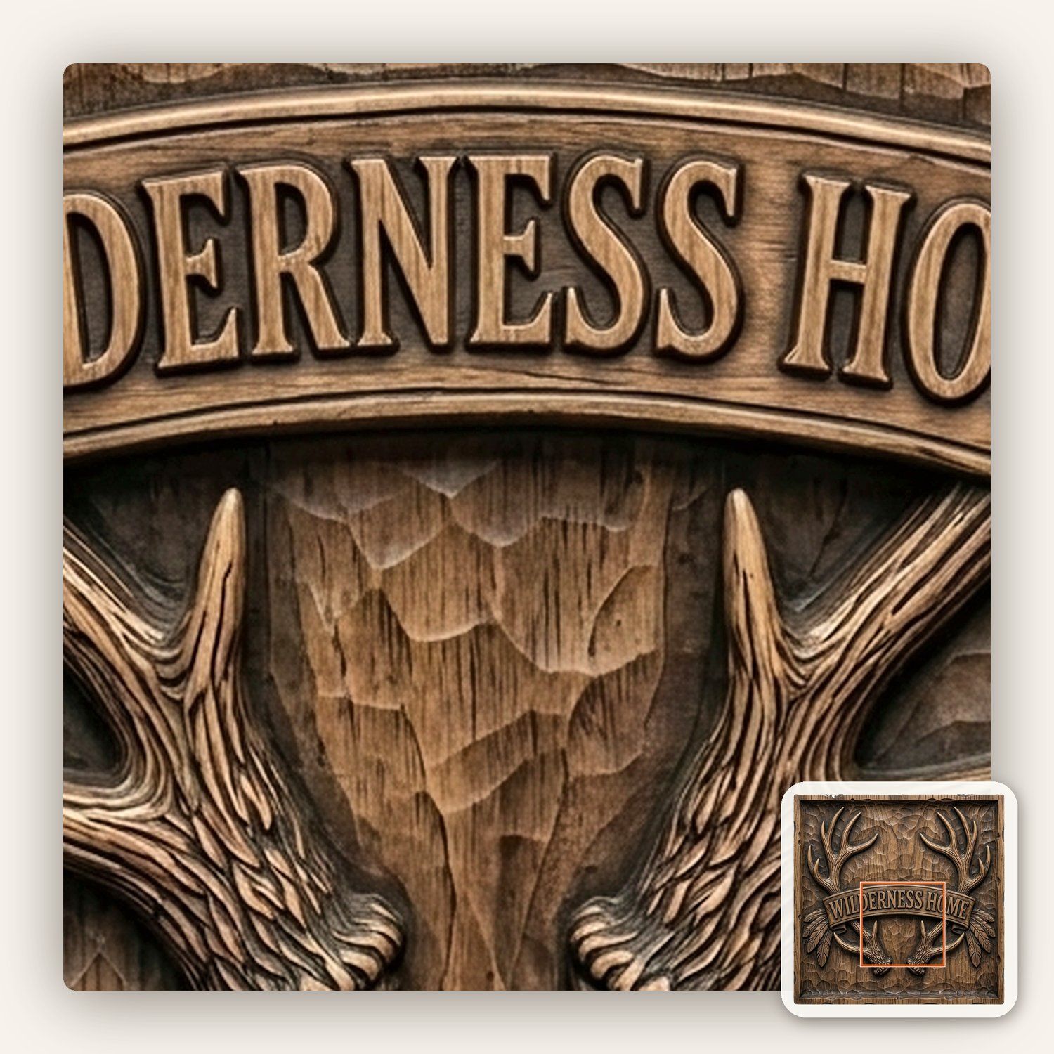 Wilderness Home Antler Banner CNC Relief STL bas-relief STL — view 11