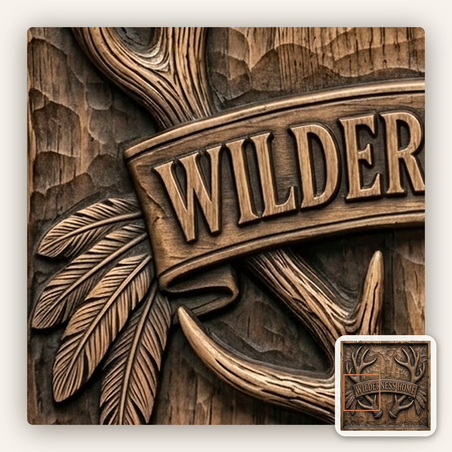 Wilderness Home Antler Banner CNC Relief STL bas-relief STL — view 12