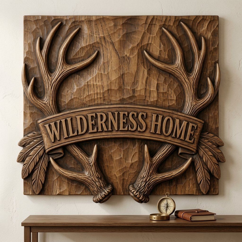 Wilderness Home Antler Banner CNC Relief STL bas-relief STL — view 14