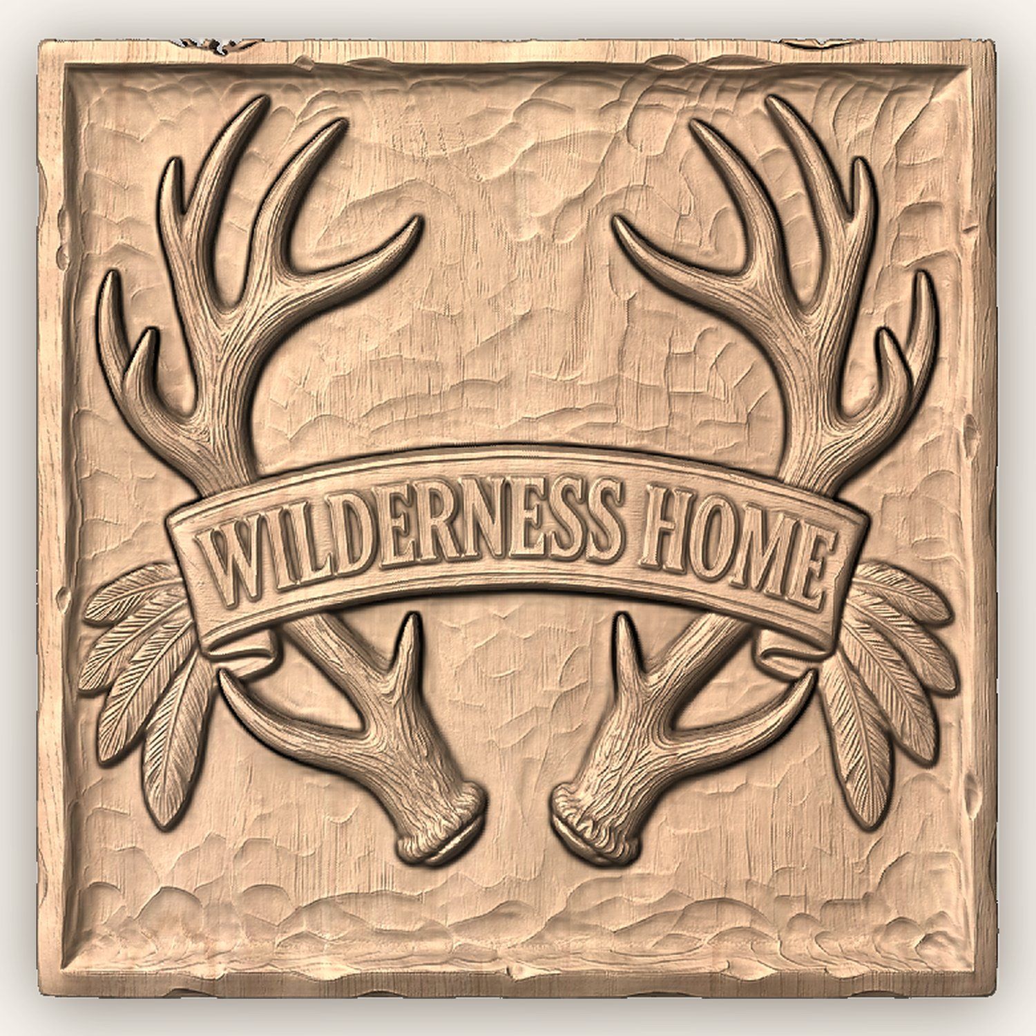 Wilderness Home Antler Banner CNC Relief STL bas-relief STL — view 3