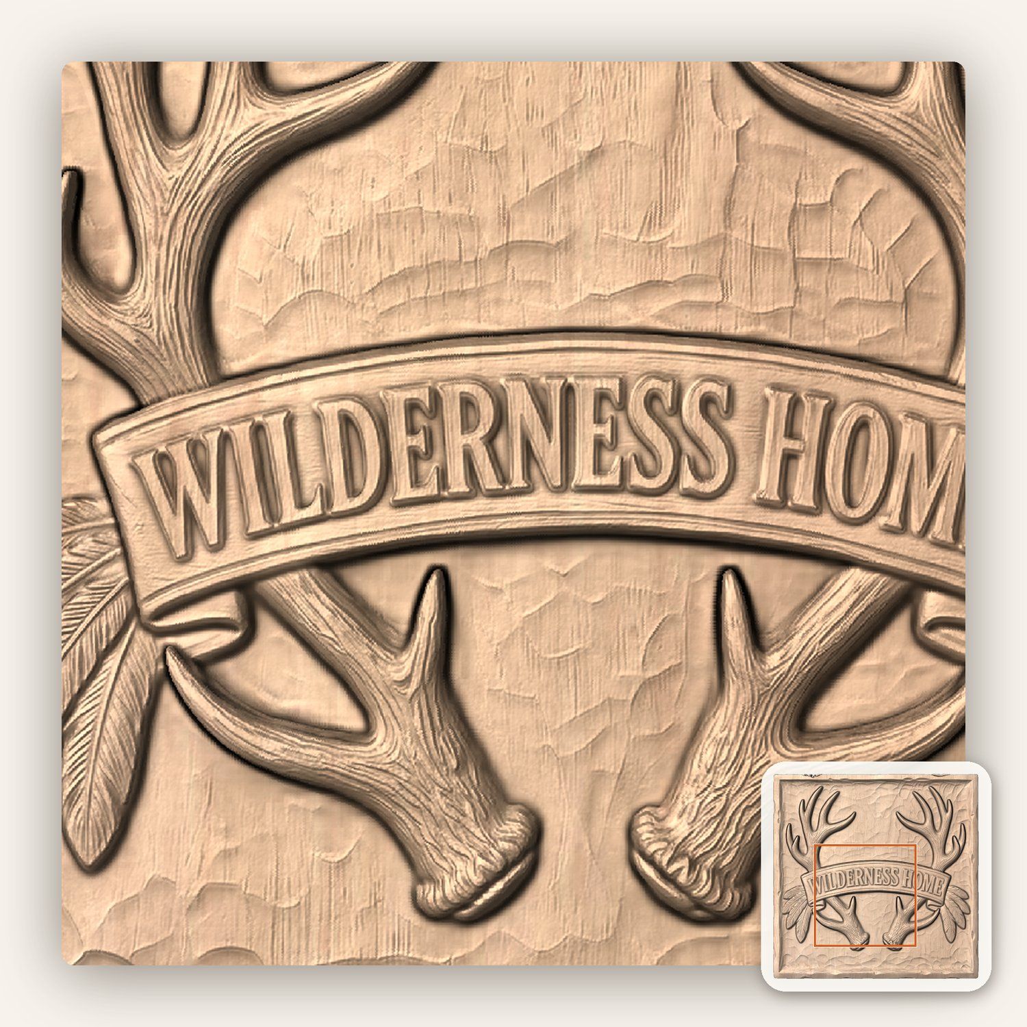 Wilderness Home Antler Banner CNC Relief STL bas-relief STL — view 6