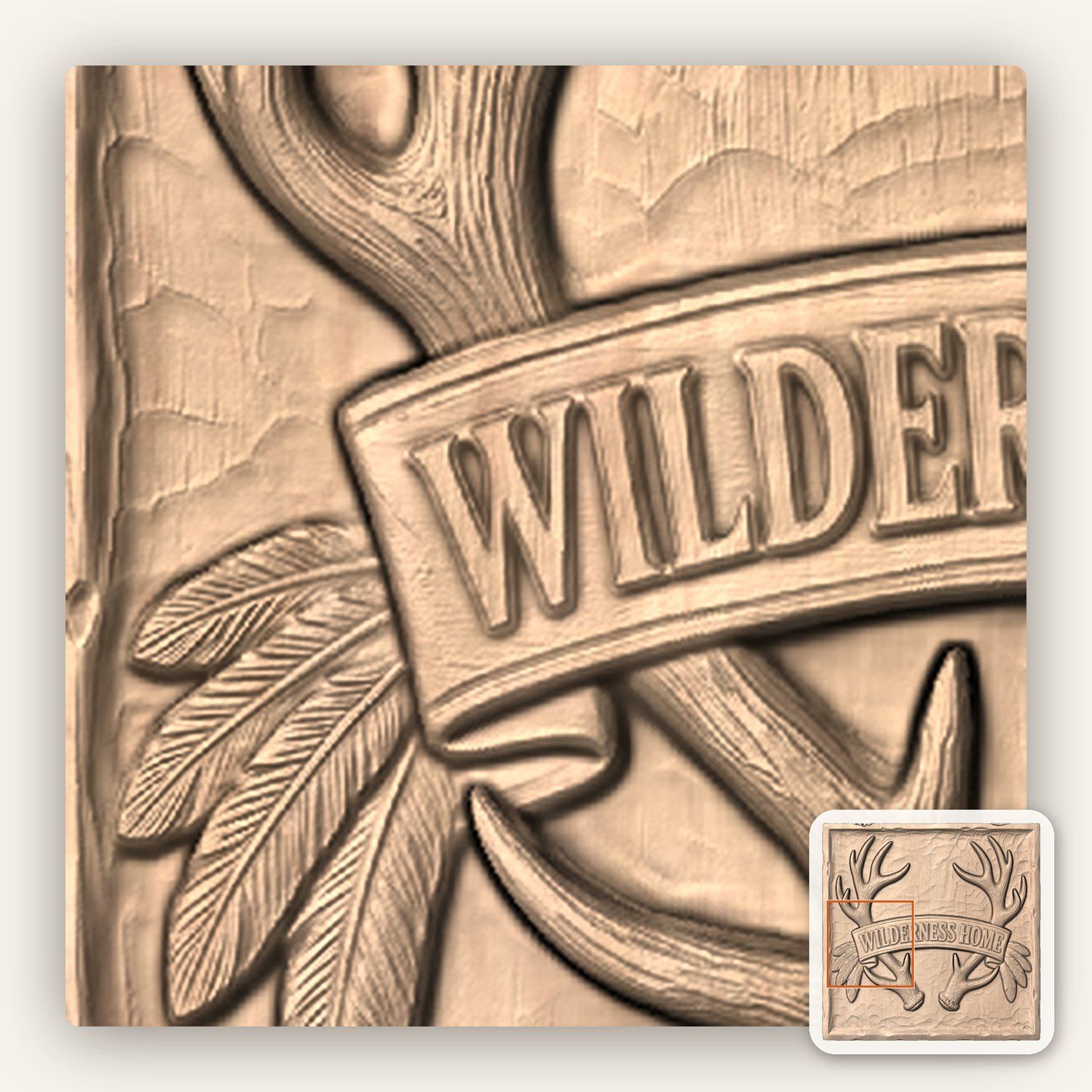 Wilderness Home Antler Banner CNC Relief STL bas-relief STL — view 8