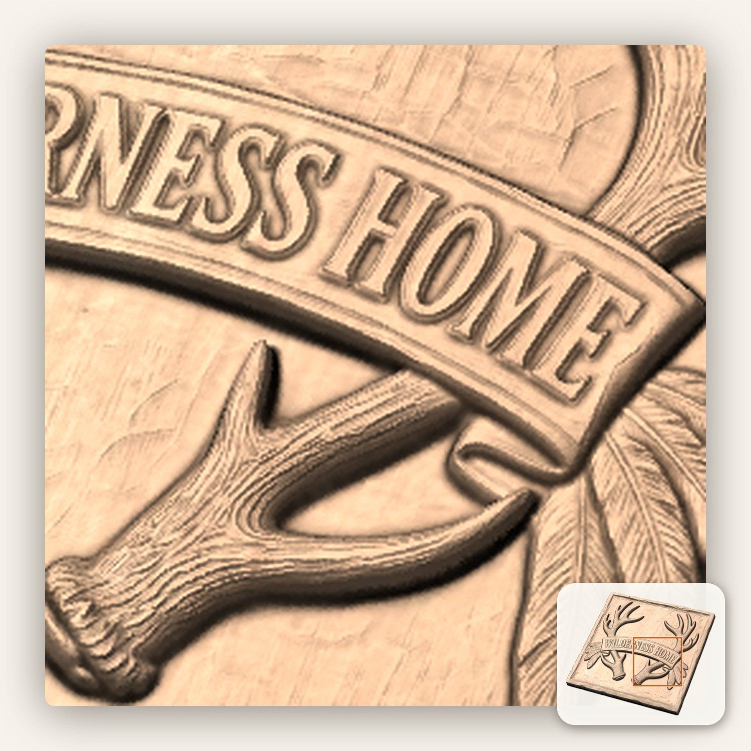 Wilderness Home Antler Banner CNC Relief STL bas-relief STL — view 9