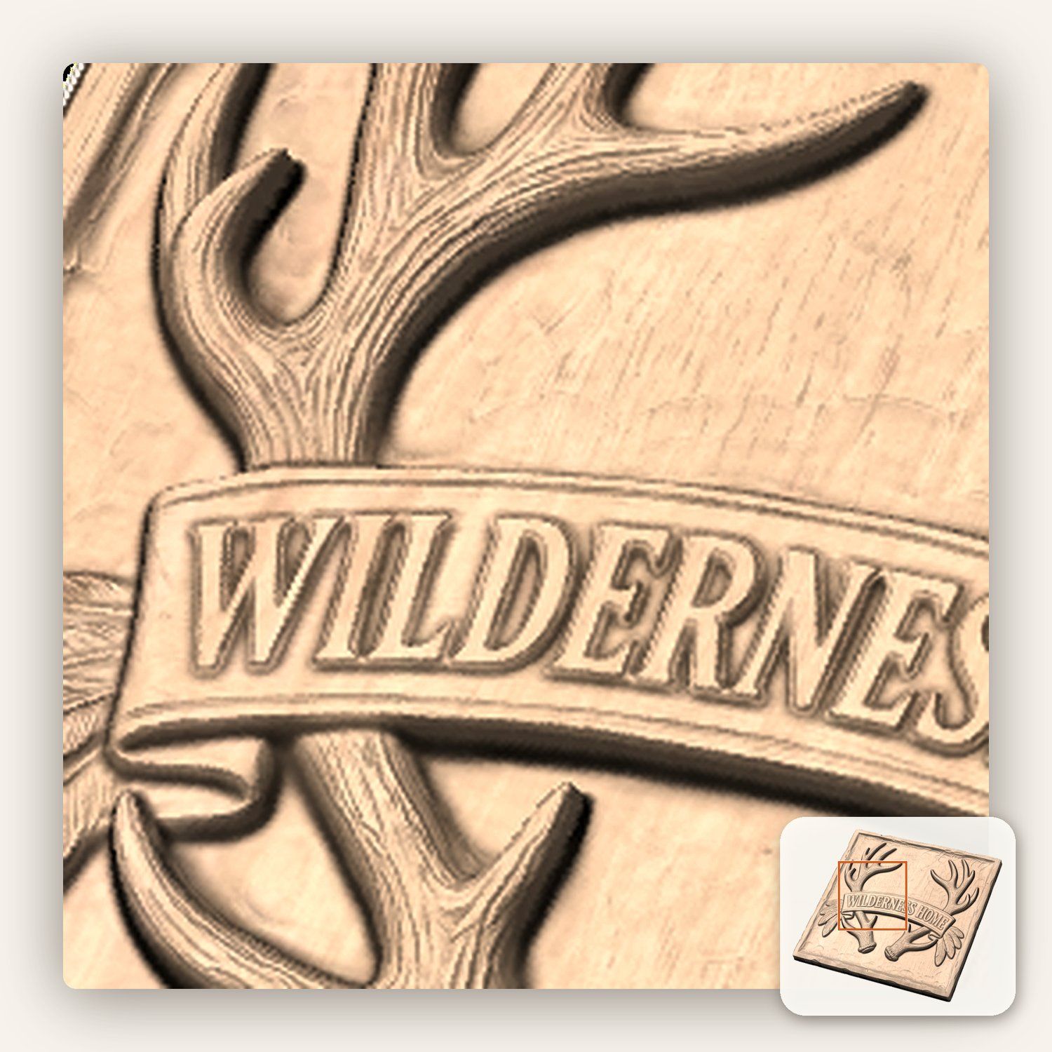 Wilderness Home Antler Banner CNC Relief STL bas-relief STL — view 10