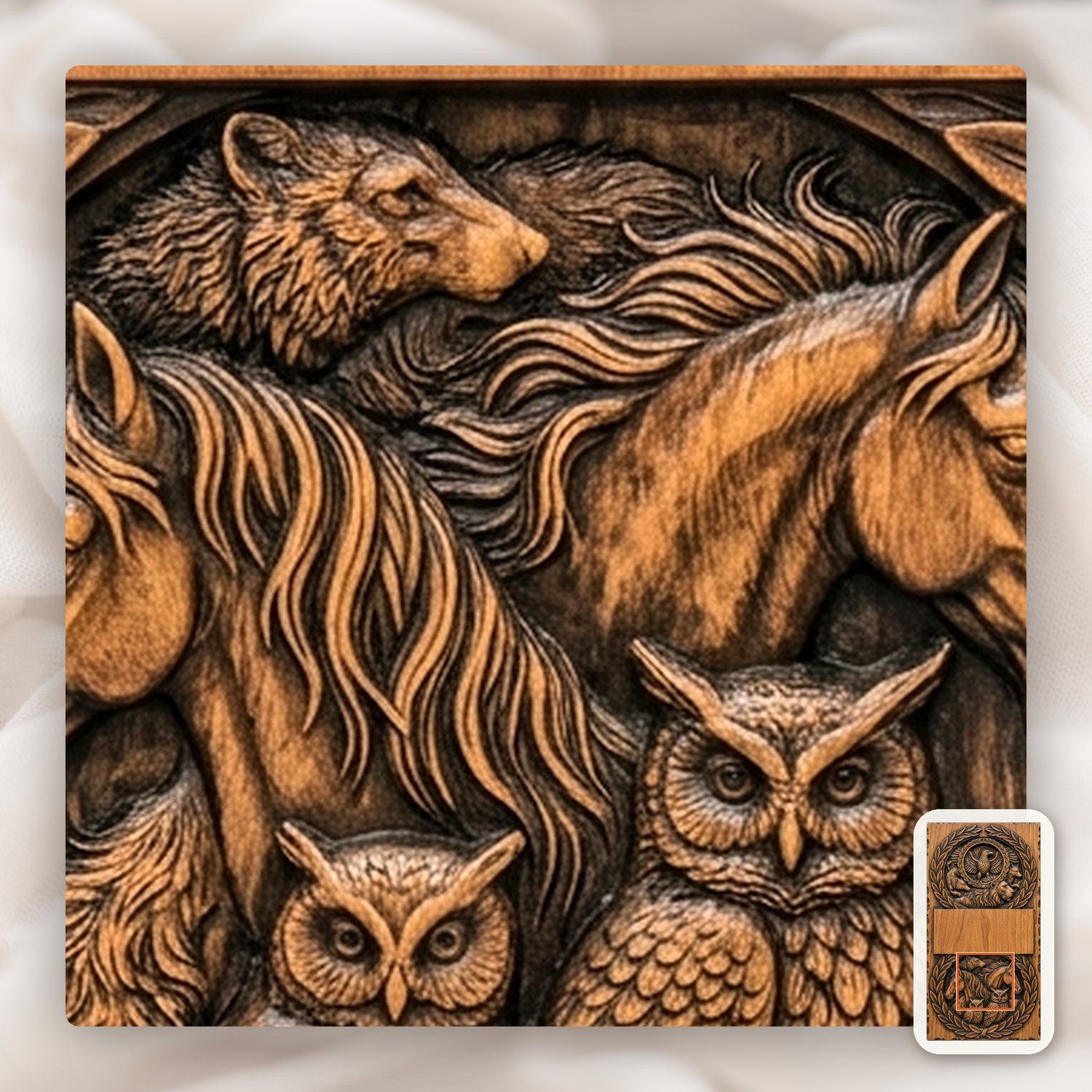 Wildlife Animal Doorbell Backing Plate CNC Relief STL bas-relief STL — view 11