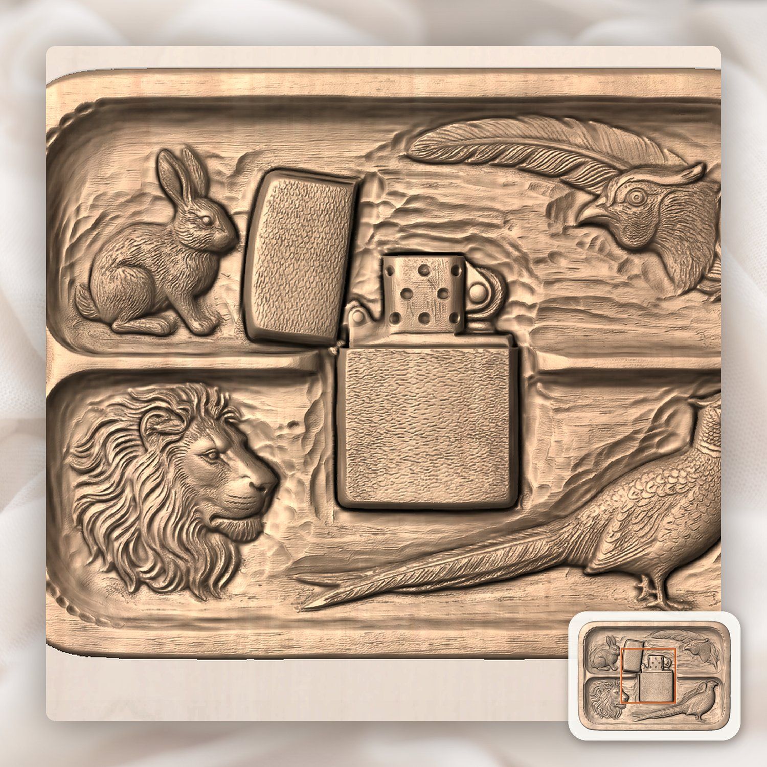 Wildlife Lighter Panel CNC Relief STL bas-relief STL — view 6