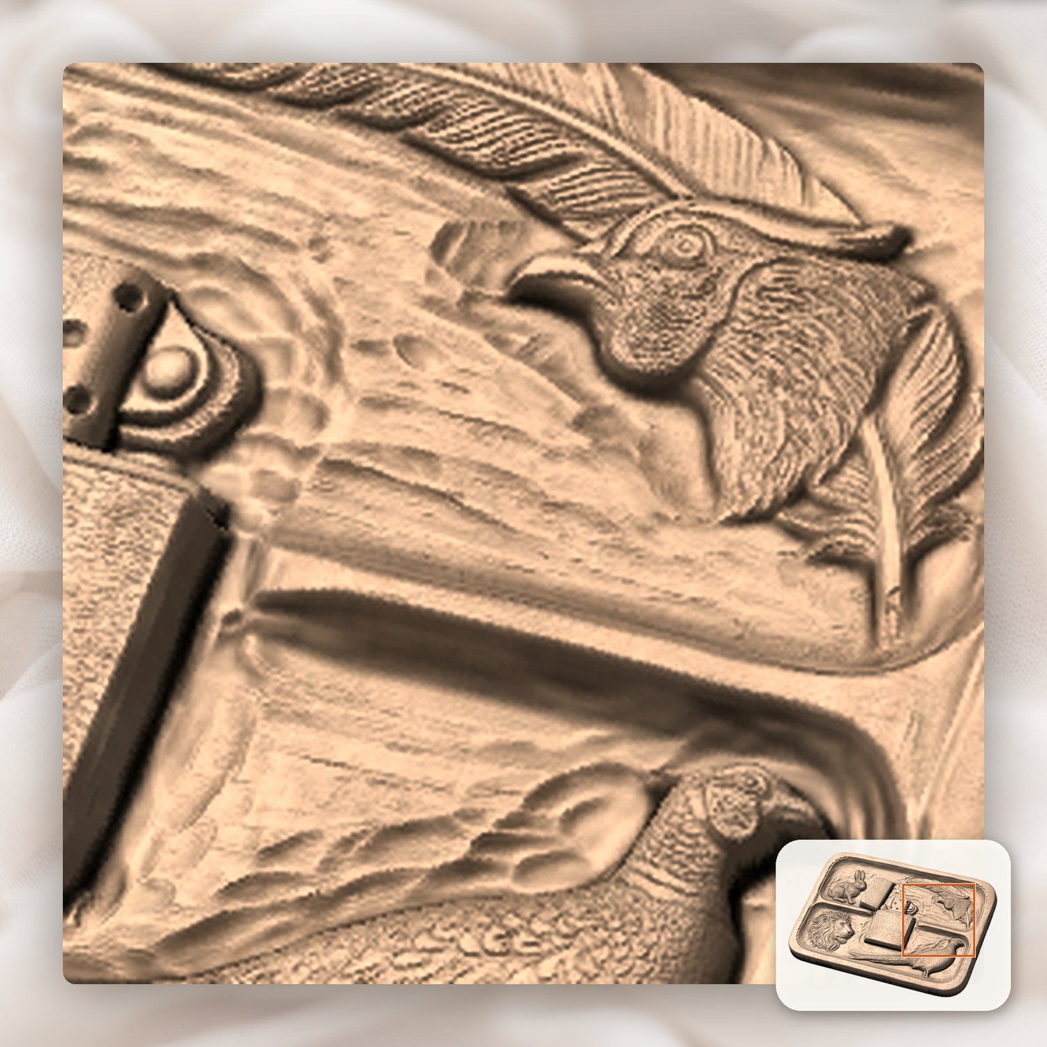 Wildlife Lighter Panel CNC Relief STL bas-relief STL — view 10